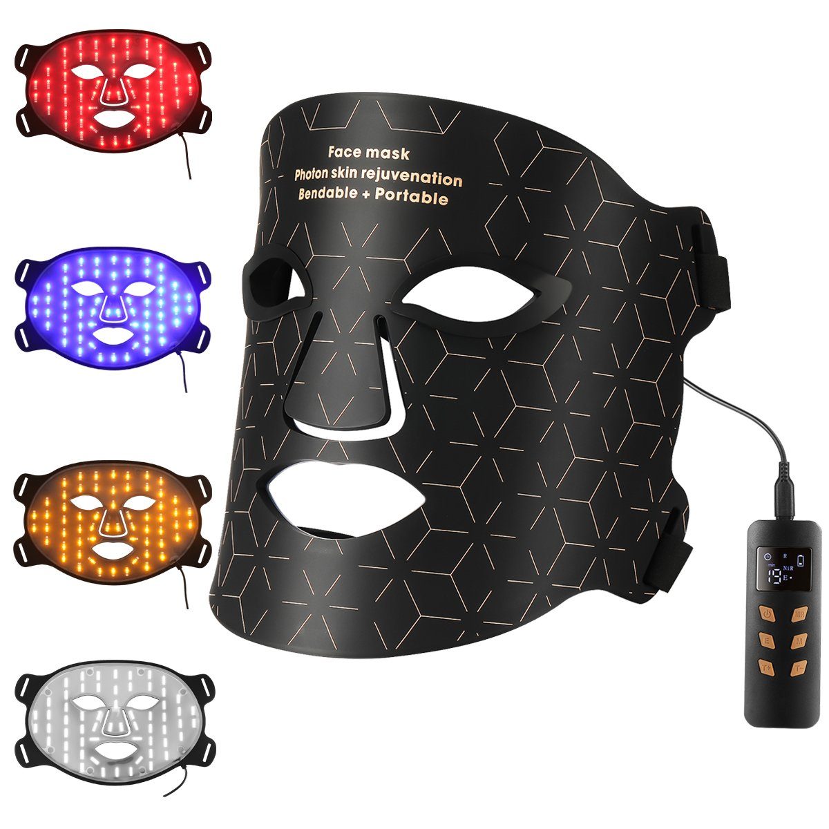 iscooter Kosmetikbehandlungsgerät LED-Gesichtsmasken-Lichttherapie, 3-Farben -LED Led zu für alle für für Maske mit Nahinfrarotlicht, Gesicht, Anti-aging Hauttypen, Hause