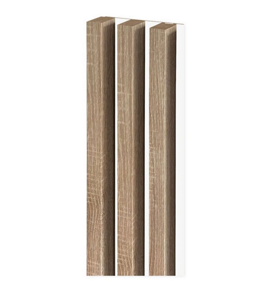 Thumbnail - Clamaro Wandpaneel Lamellenwand Set 12 Stück mit Rückwand Holzlamellen 2750x28x37 mm