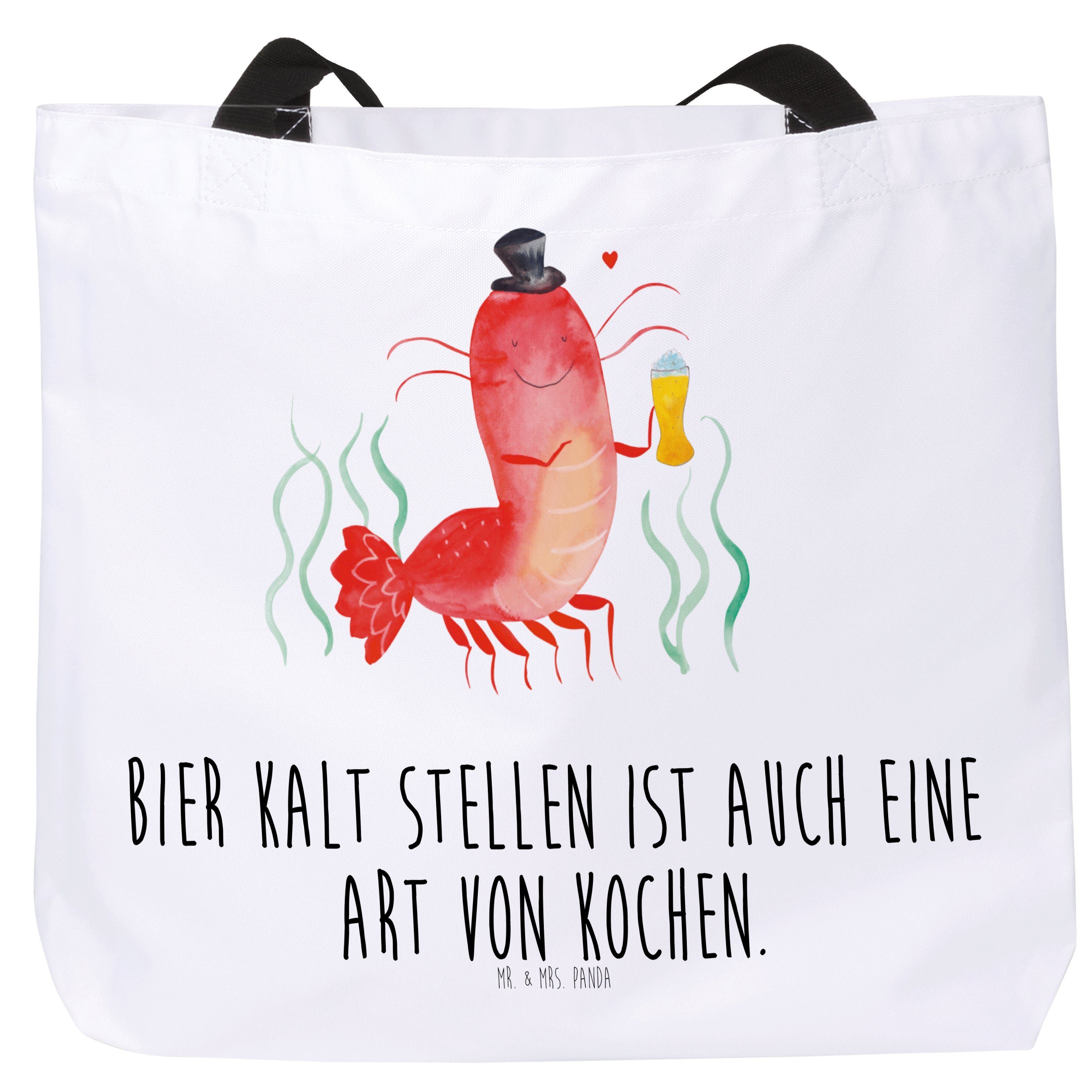 Strandtasch Panda - & Schulbeutel, Mr. Geschenk, Weiß - Urlaub, (1-tlg) Hummer Shopper mit Mrs. Weizen