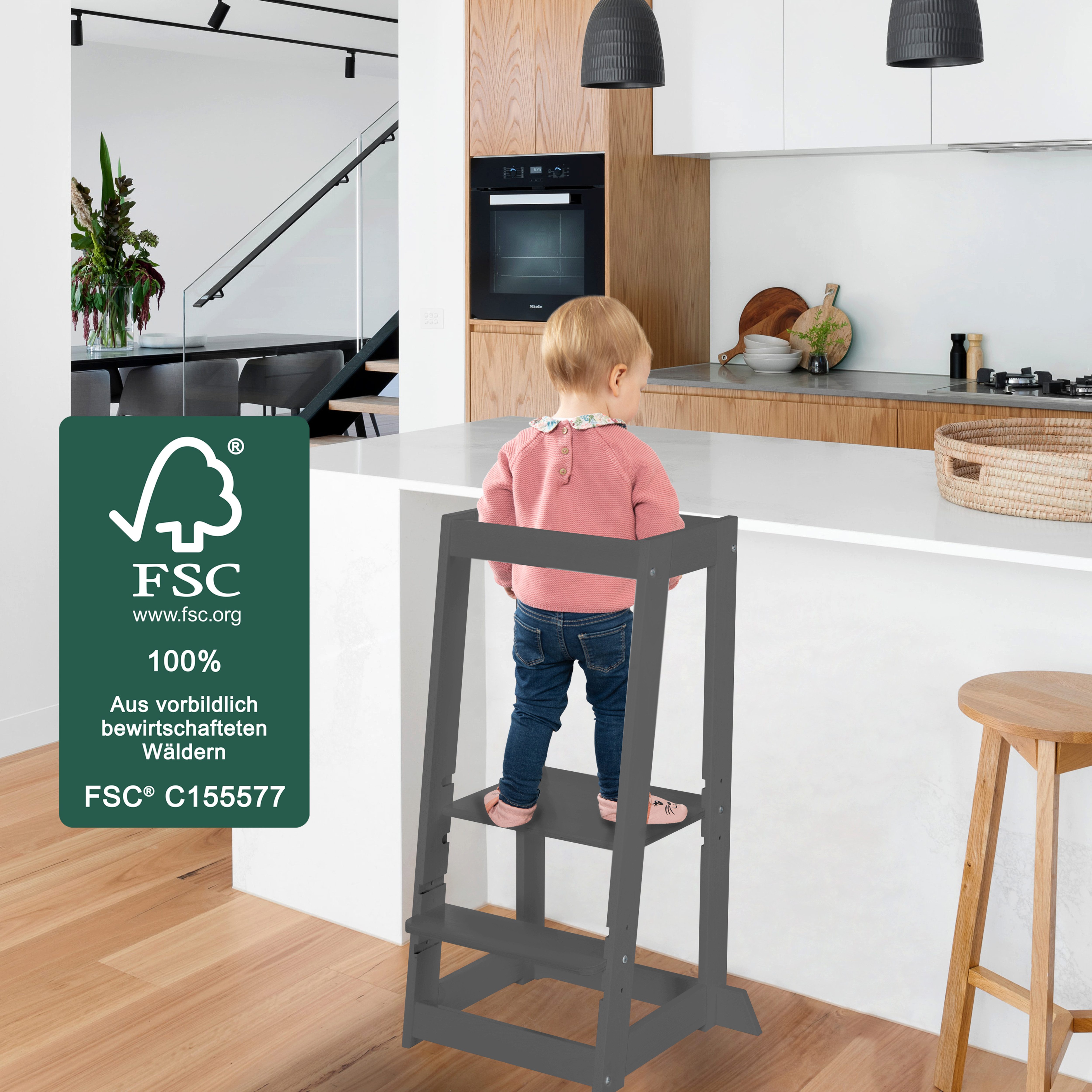 roba® Stehhilfe Monti Step - Lernturm nach Montessori - Tritthocker für Kin günstig online kaufen