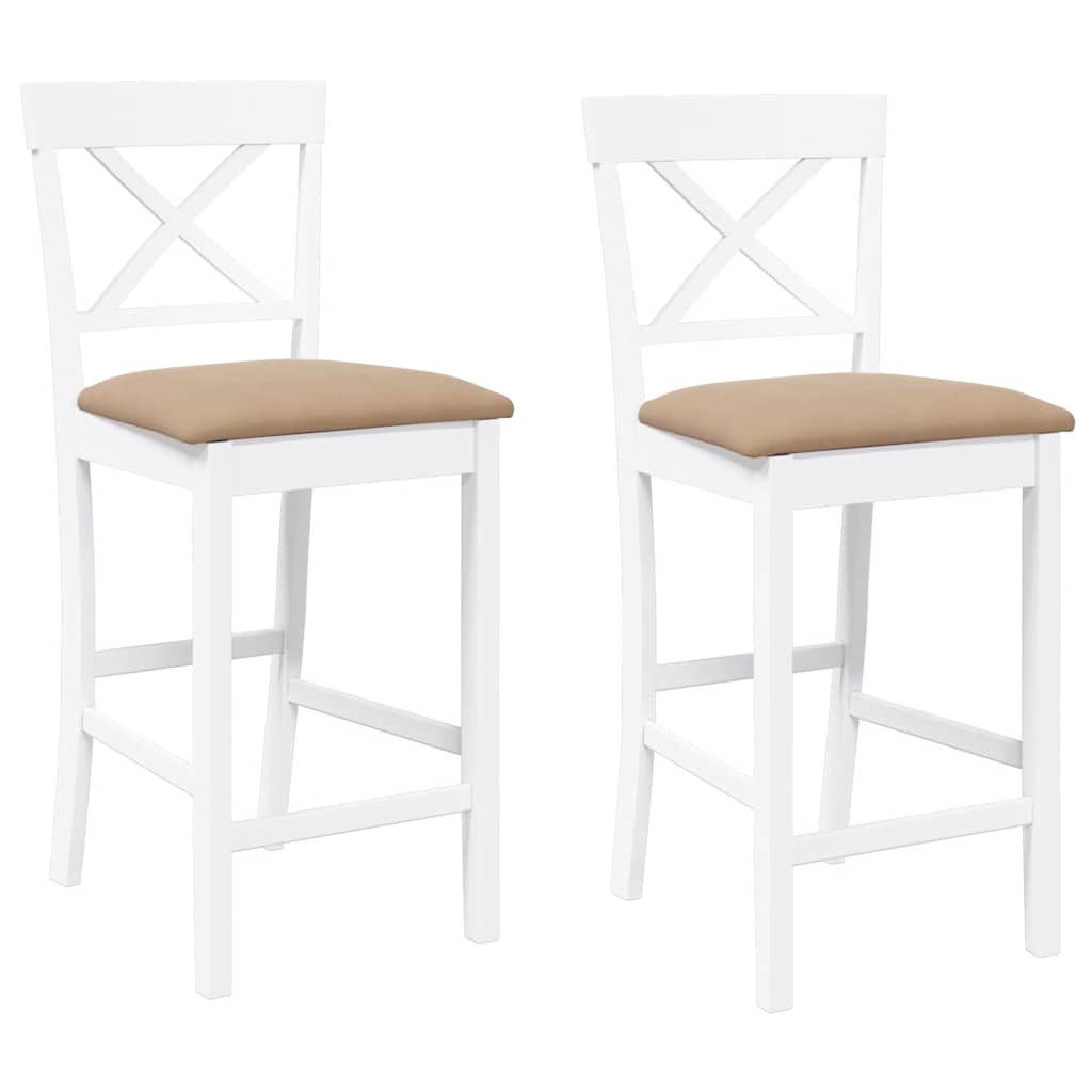 vidaXL Barhocker Barhocker mit Kissen 2 Stk. Weiß Massivholz Gummibaum (2 S günstig online kaufen