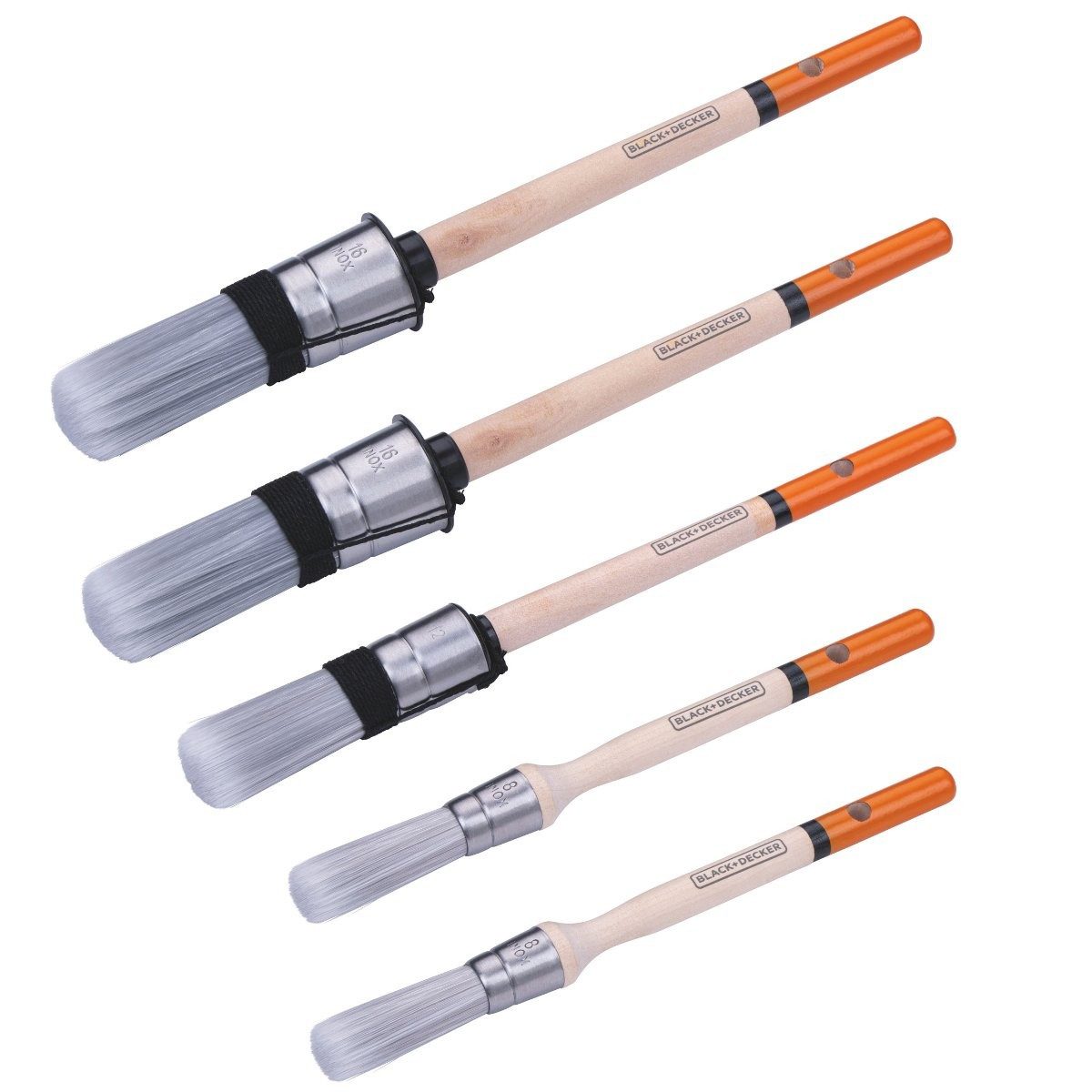 Black + Decker Pinsel BLACK+DECKER Rundpinsel Set - 5-teiliges Pinselset