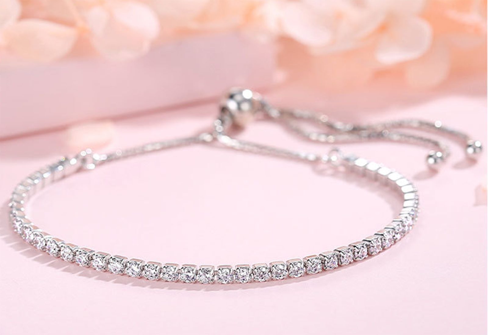 Silber 925 Verstellbares Silber Armband, , Shining Armband, Silber Haiaveng Armband Zirkonia Gliederarmband Diamant Armband Glänzender