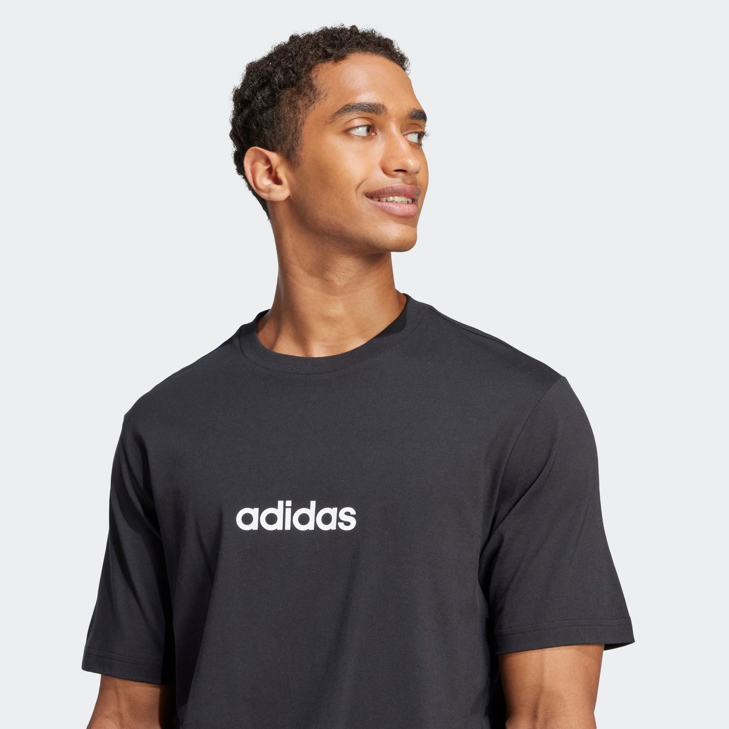 adidas Sportswear T-Shirt ESSENTIALS LINEAR SINGLE JERSEY überschnittene Schultern, Kurzarmdesign, aus Baumwolljersey – Bild 4 von 5