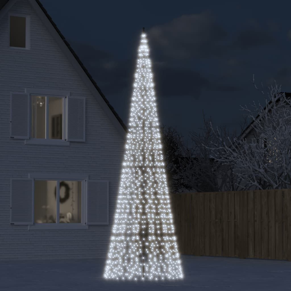 vidaXL Dekolicht 500 cm LED-Weihnachtsbaum für Fahnenmast 1534 LEDs Kaltweiß 500 cm Auß