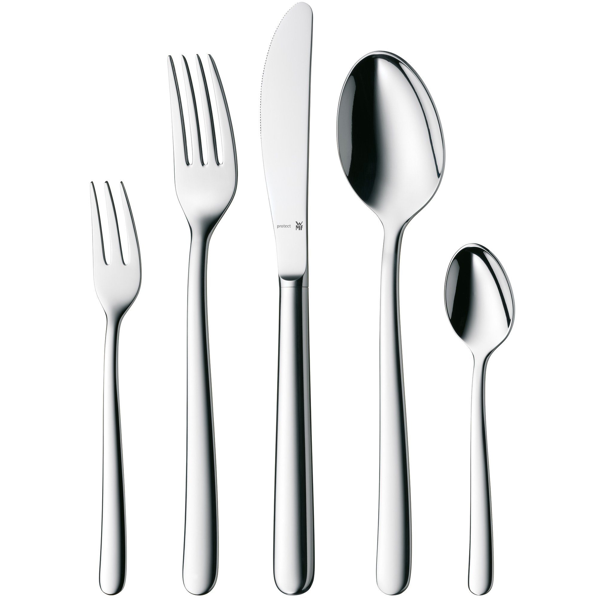 WMF Besteck-Set Kult Plus Besteck-Set, 30-teilig, Cromargan protect® (30-tlg), 6 Personen, Cromargan protect