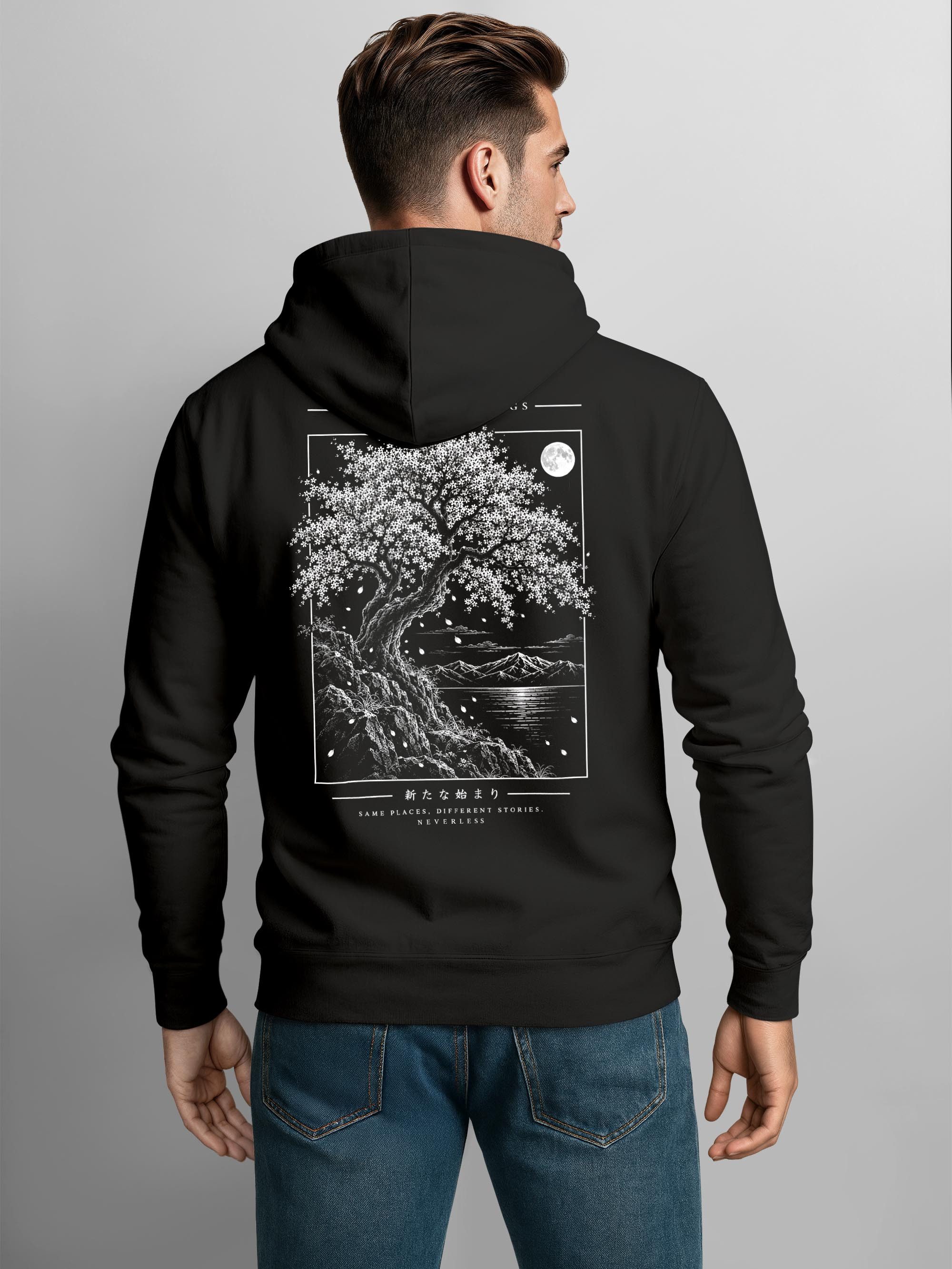 Neverless Hoodie Herren Hoodie Backprint - New Beginnings - Kapuzensweatshirt – Bild 2 von 5