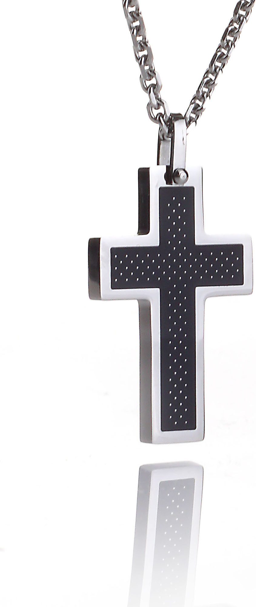 Kreuzkette Männer Edelstahl Anhänger Kreuz PVD Schwarz mit Kette Unisex