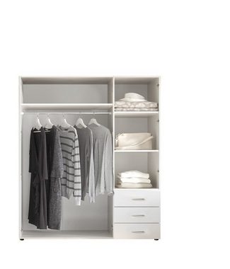 möbelando Kleiderschrank Harry (BxHxT) 150x176x52 cm) in Weiß mit 3 Schubladen und 3 Türen