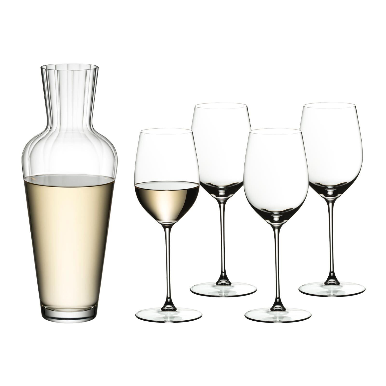 RIEDEL THE WINE GLASS COMPANY Weißweinglas Veritas Riesling Gläserset mit Dekanter 5er Set, Glas