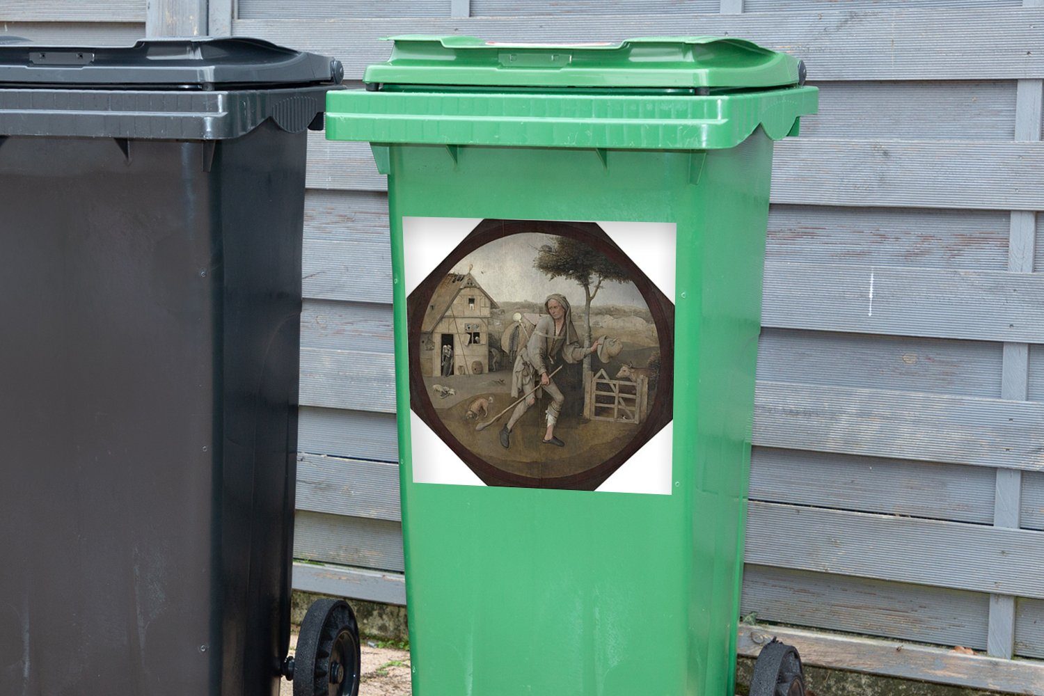 MuchoWow Wandsticker Der Hausierer St), von Container, Bosch (1 Sticker, Mülltonne, Gemälde Abfalbehälter Mülleimer-aufkleber, - Hieronymus