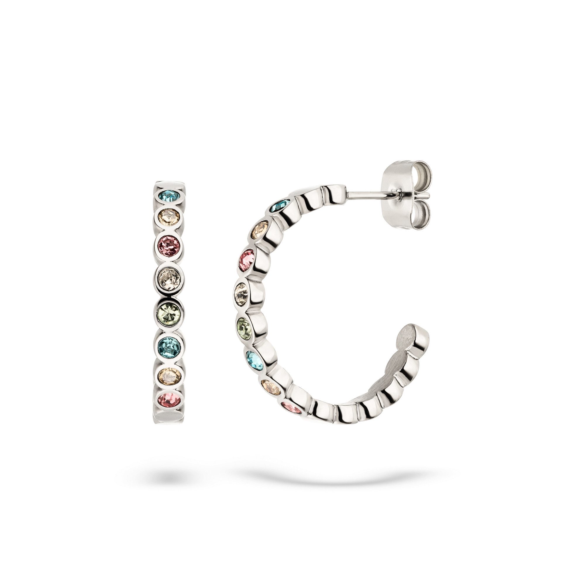 Tamaris Paar Creolen Schmuck Geschenk Edelstahl Ohrstecker Colorful Circle, mit Zirkonia (synth)