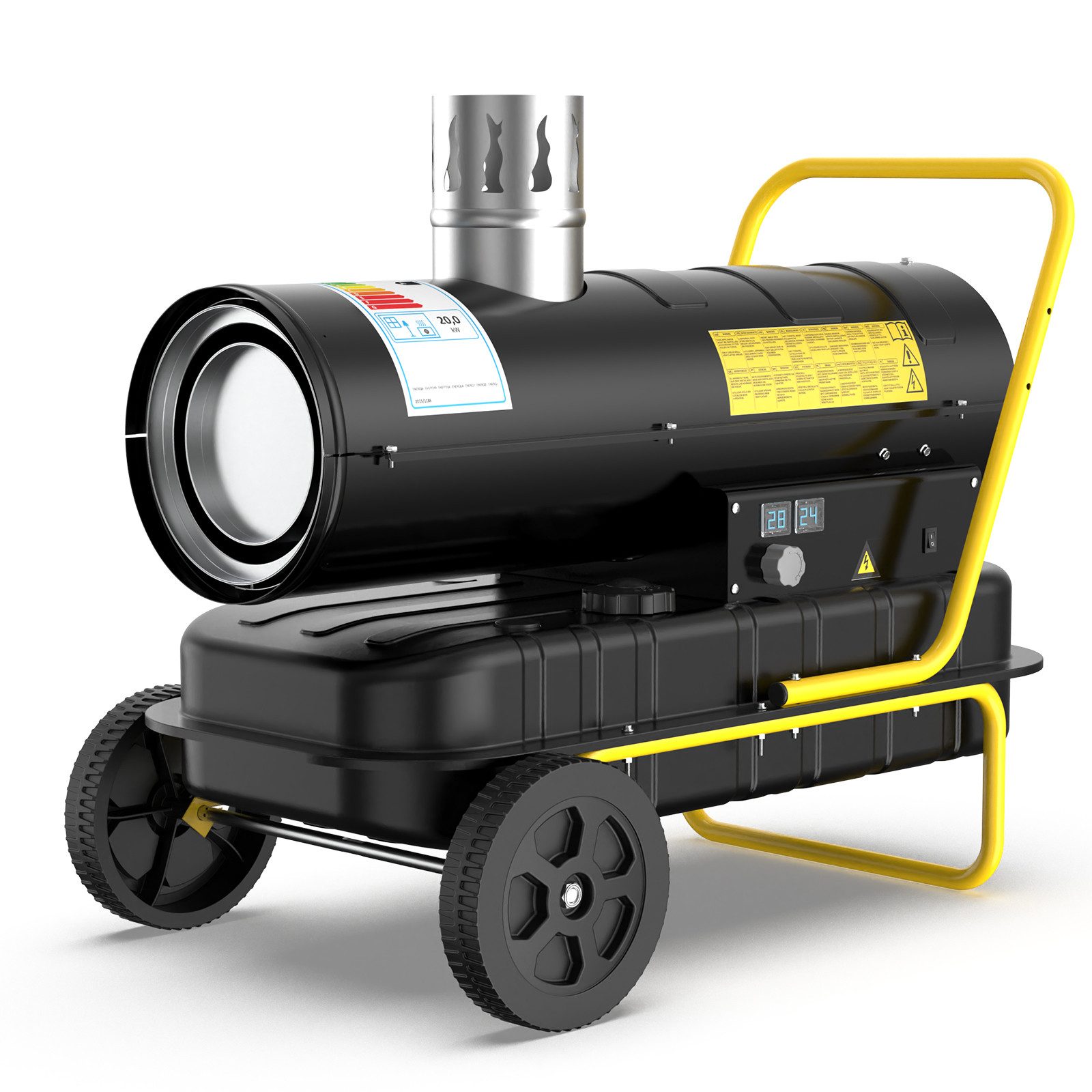 DAHTEC Heißluftgebläse Indirekte Diesel Bautrockner, Heizkanone, Ölheizer Heizgebläse, 2000 in W, (1-tlg), mit 38L Großtank, Thermostat für Werkstatt, Baustelle, Landwirtschaft