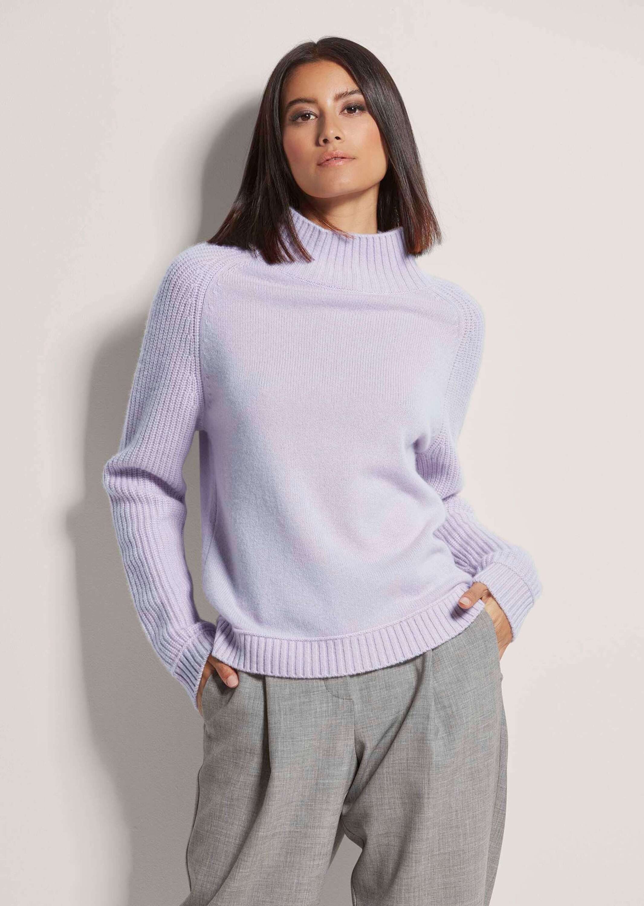 Strickpullover Kurzer Stehkragen-Pullover mit Kaschmir