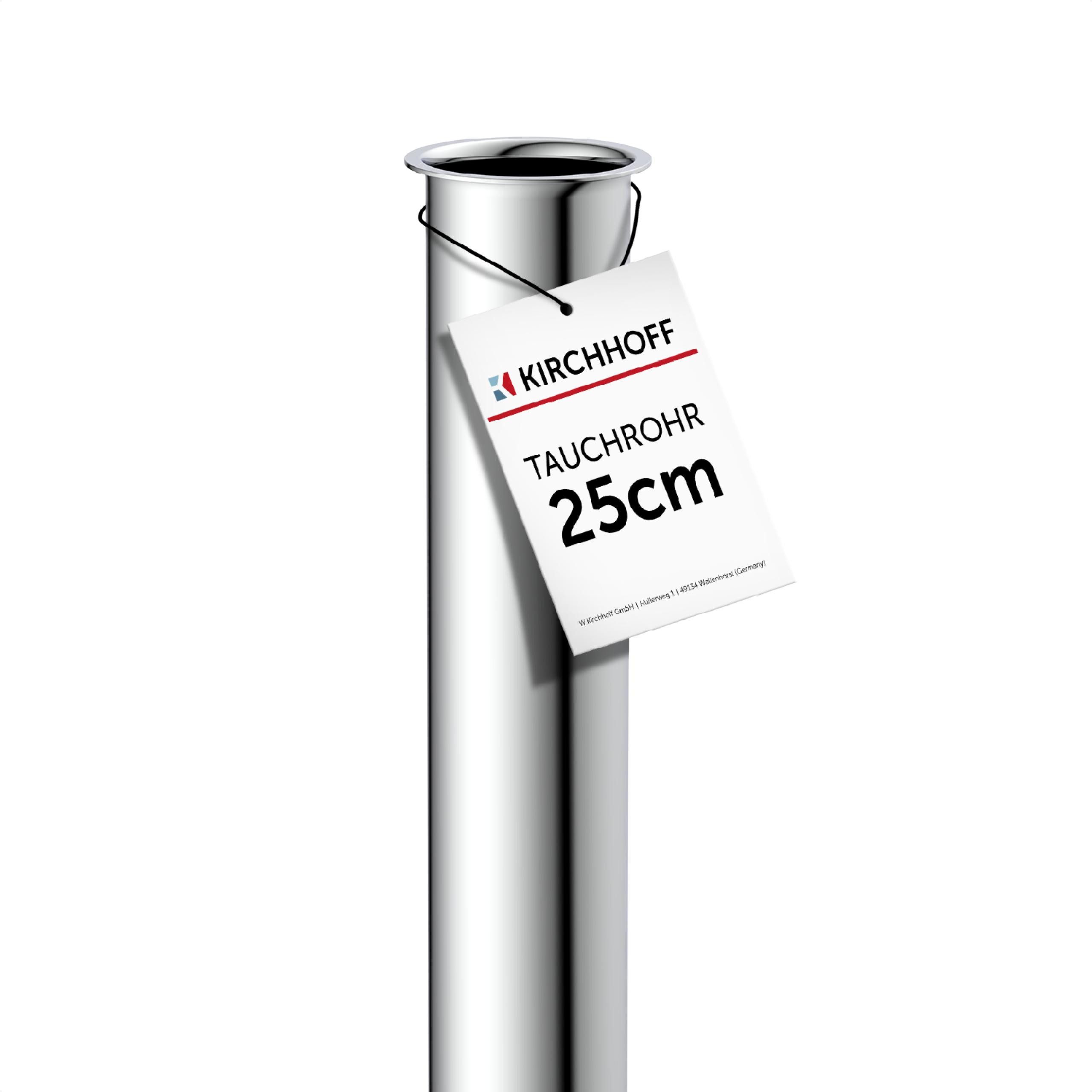 Kirchhoff Siphon Tauchrohr, Chrom, 1 1/4", für Siphon, Messing verchromt, 1 1/4-Zoll-Anschluss, 200 mm Länge, kürzbar