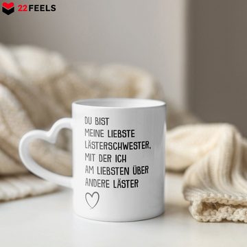 22Feels Tasse Beste Freundin Geschenk BFF Zum Geburtstag Kaffeetasse Freundinnen, Keramik, Made In Germany, Spülmaschinenfest, Herzhenkel
