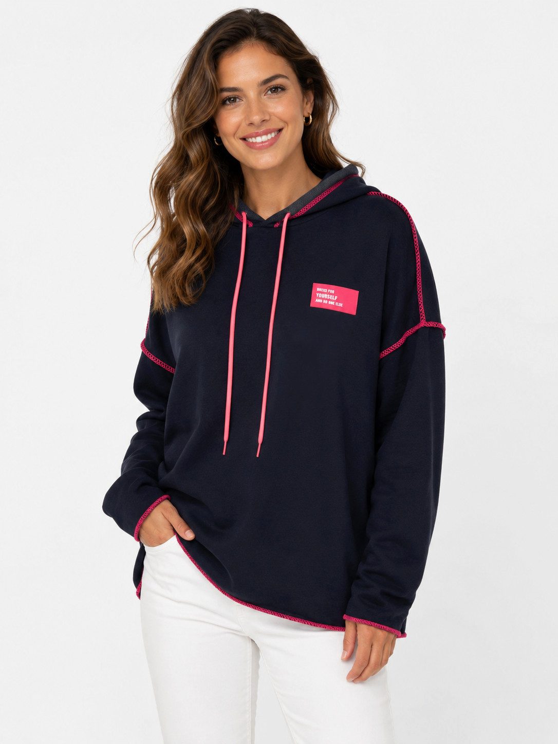 Zwillingsherz Hoodie Neon Streifen & Patch