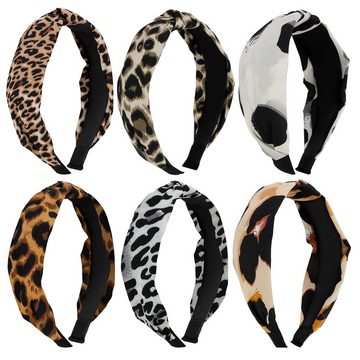 Belle Vous Haarband 6er Pack Leopardenmuster Haarbänder - Breites Oberteil - 6 Designs, 1-tlg., 6er Pack Haarband Leopardenmuster