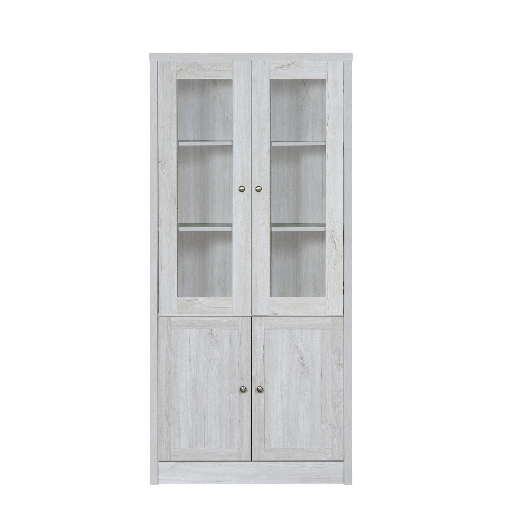 HOMCOM Sideboard Mit 3 Glastüren, 2 Verstellbaren Einlegeböden