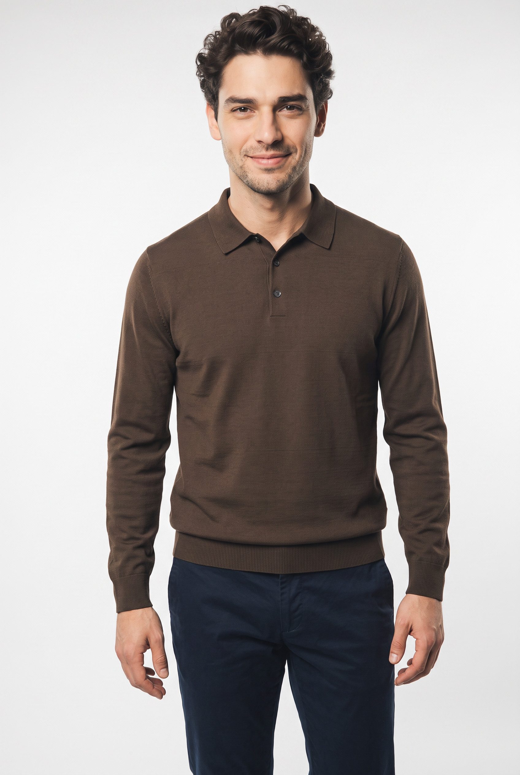 OLYMP Polokragenpullover Casual regular fit aus reiner Wolle