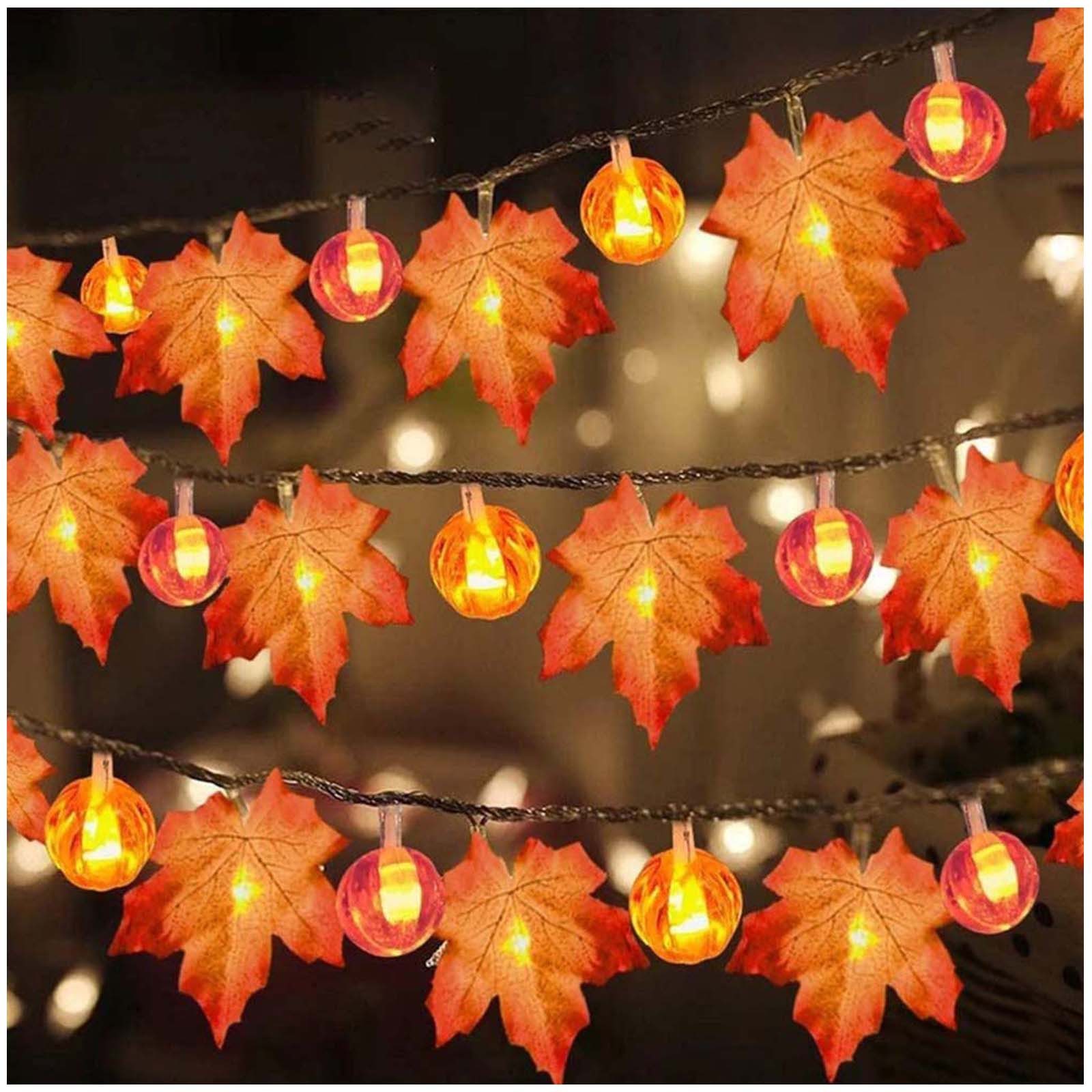 Qualra LED-Lichterkette 10/20/40LEDs Kürbislichter Ahornblätter Lichterkett günstig online kaufen