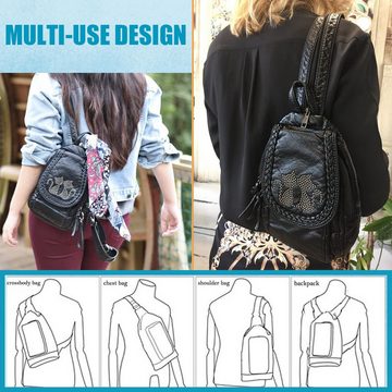 AquaBreeze Cityrucksack Damen Rucksack, PU Leder Rucksäcke Elegant Kleiner (Set, Mädchen Wasserdichte Backpack Daypack Mini Cityrucksack), Rucksackhandtaschen Schulter Tasche Schwarz