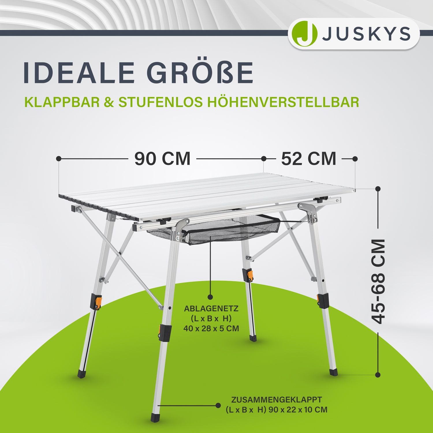 Juskys Campingtisch Picco, Höhenverstellbar, rutschfeste Füße, günstig online kaufen