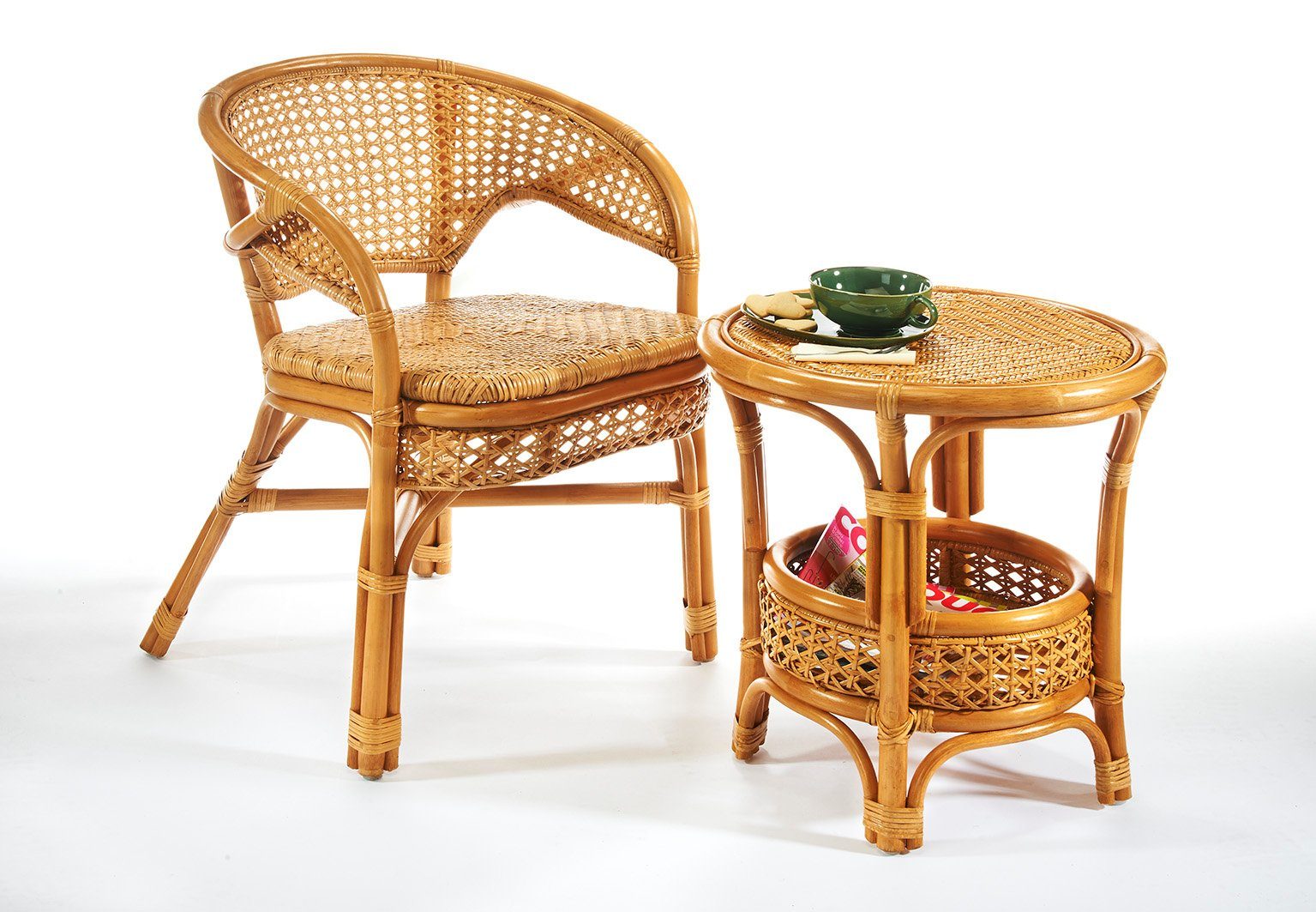 Kobolo Rattanstuhl Stuhl Sessel -NIMES- mit Wiener Geflecht (aus Rattan)