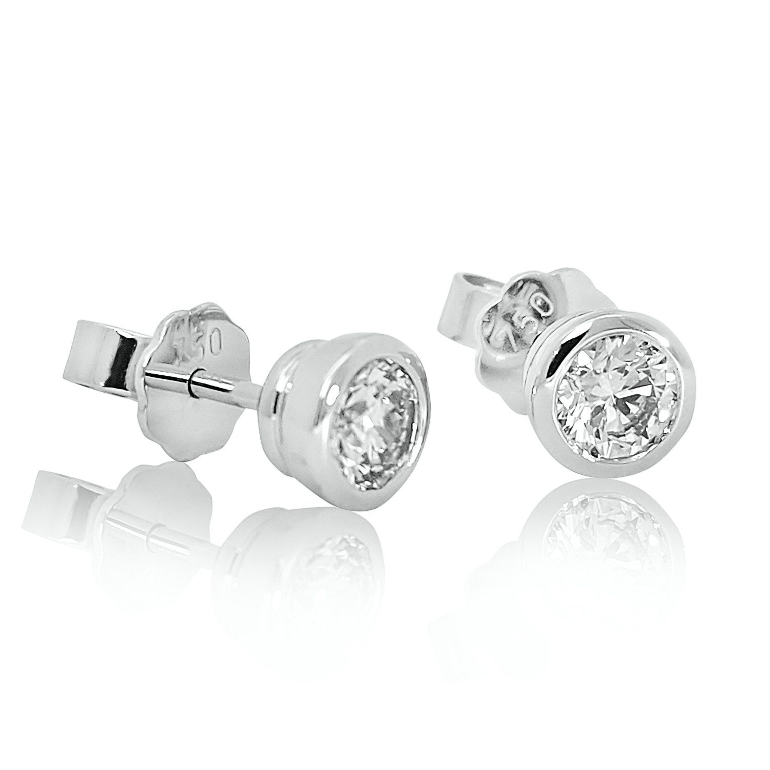 Webgoldschmied Paar Ohrstecker Ohrstecker 750 Weißgold mit 2 Diamanten Lupenrein (IF) feines weiß (F), Originalphotos, nicht im Photoshop bearbeitet