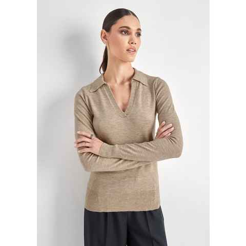 HECHTER PARIS Polokragenpullover mit elegantem V-Ausschnitt