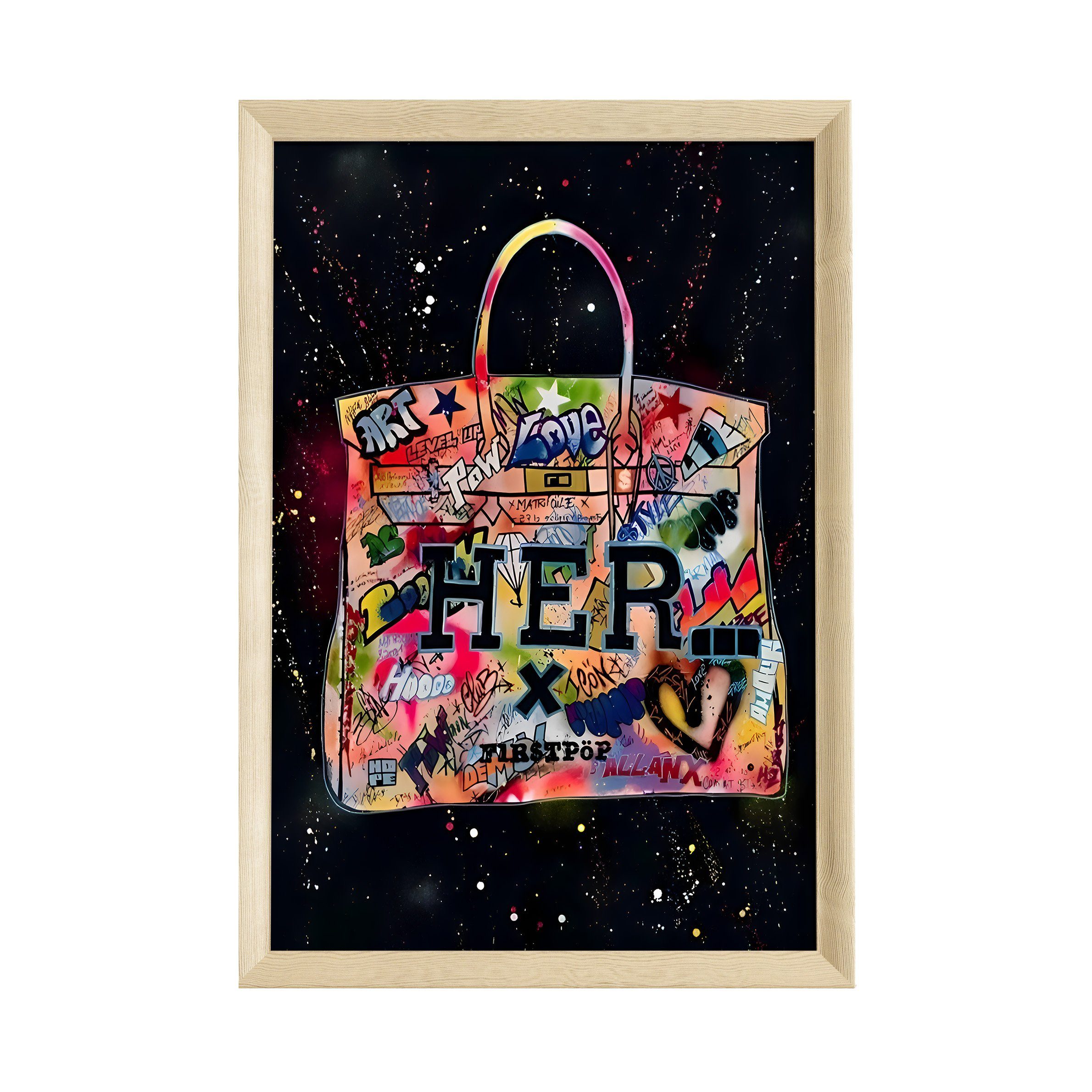 JUSTGOODMOOD Плакат Premium ® Handtasche Graffiti Multicolor Плакат · ohne Rahmen