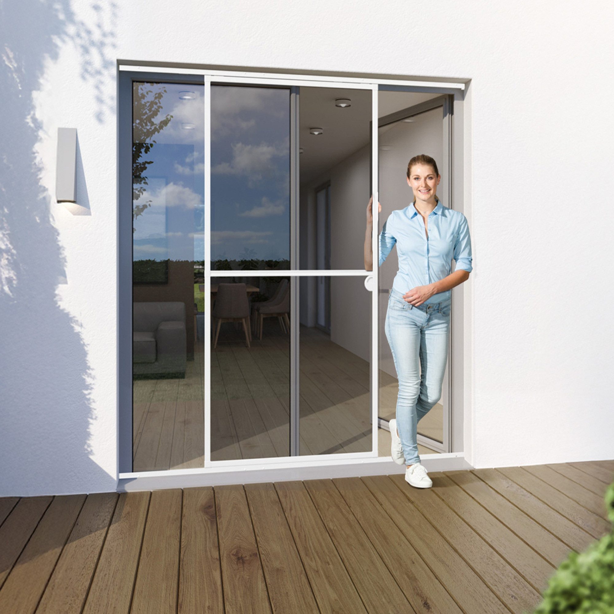 Yoursol Insektenschutz-Fensterrahmen Insektenschutztür weiß 120x240cm, Fliegengittertür mit Alurahmen, Für Balkon und Terrassen, Fiberglasgewebe, UV-beständig