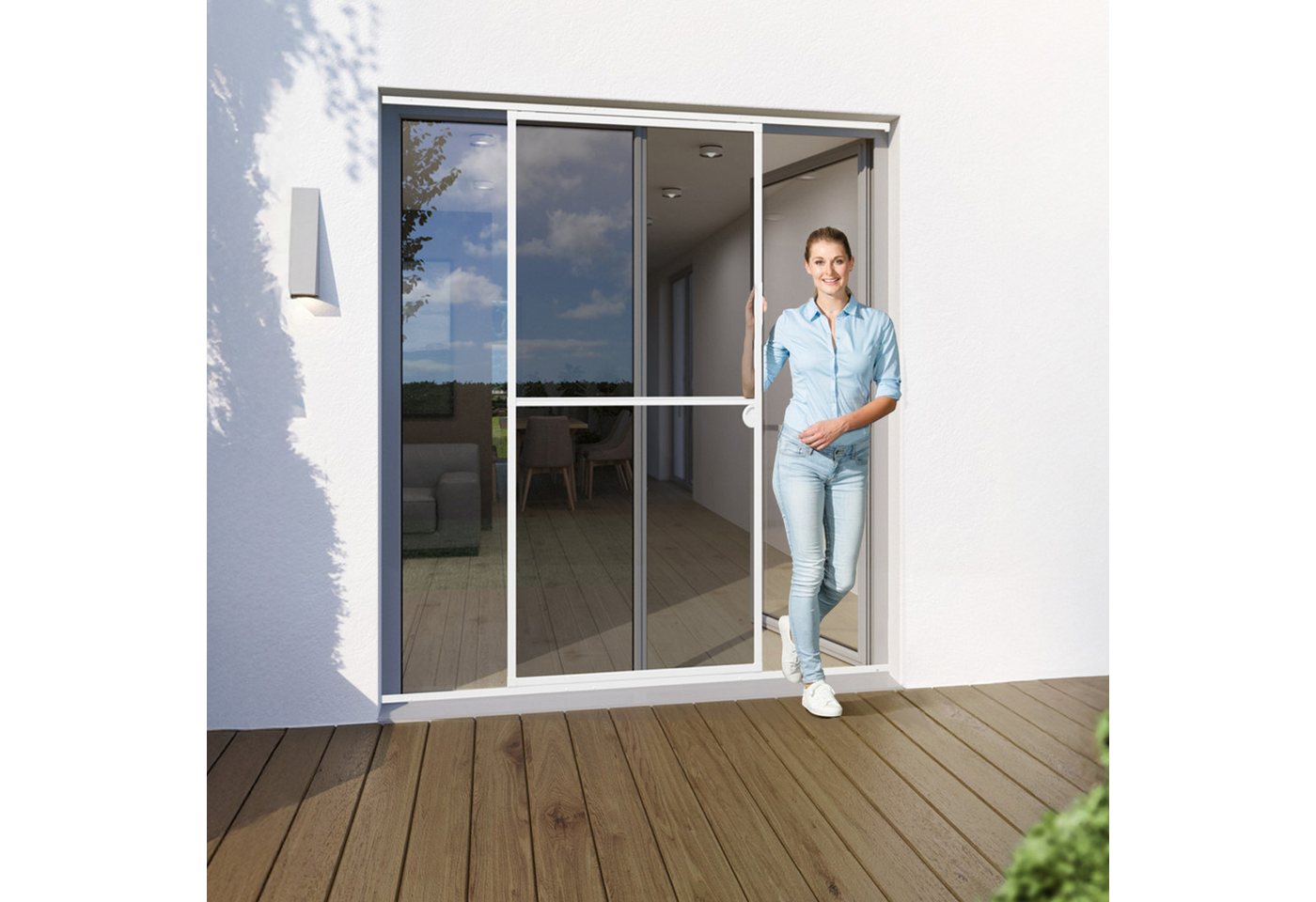 Yoursol Insektenschutz-Fensterrahmen Insektenschutztür weiß 120x240cm, Fliegengittertür mit Alurahmen, Für Balkon und Terrassen, Fiberglasgewebe, UV-beständig