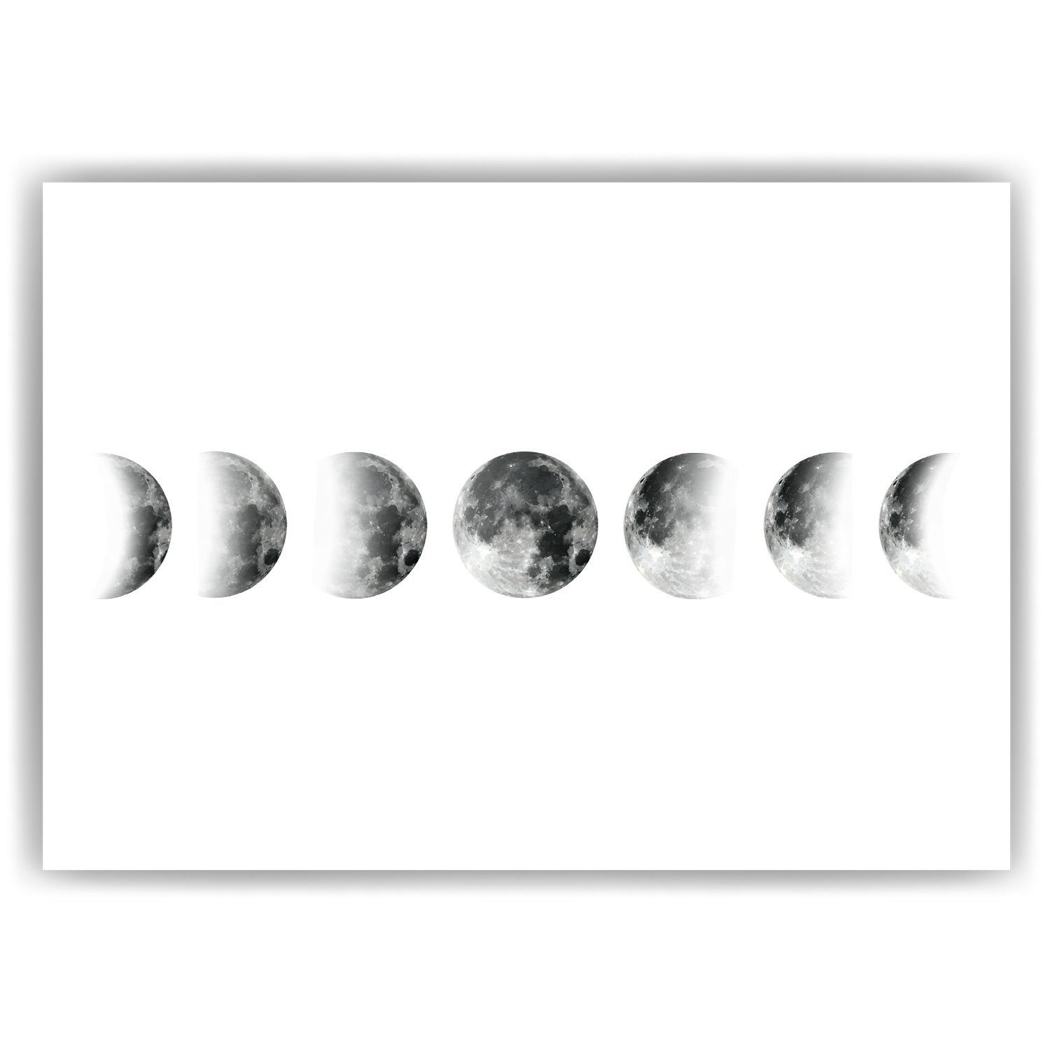 Tigerlino Poster Mondphasen Bild Wohnzimmer Flur Schlafzimmer Wandbild Mond Deko