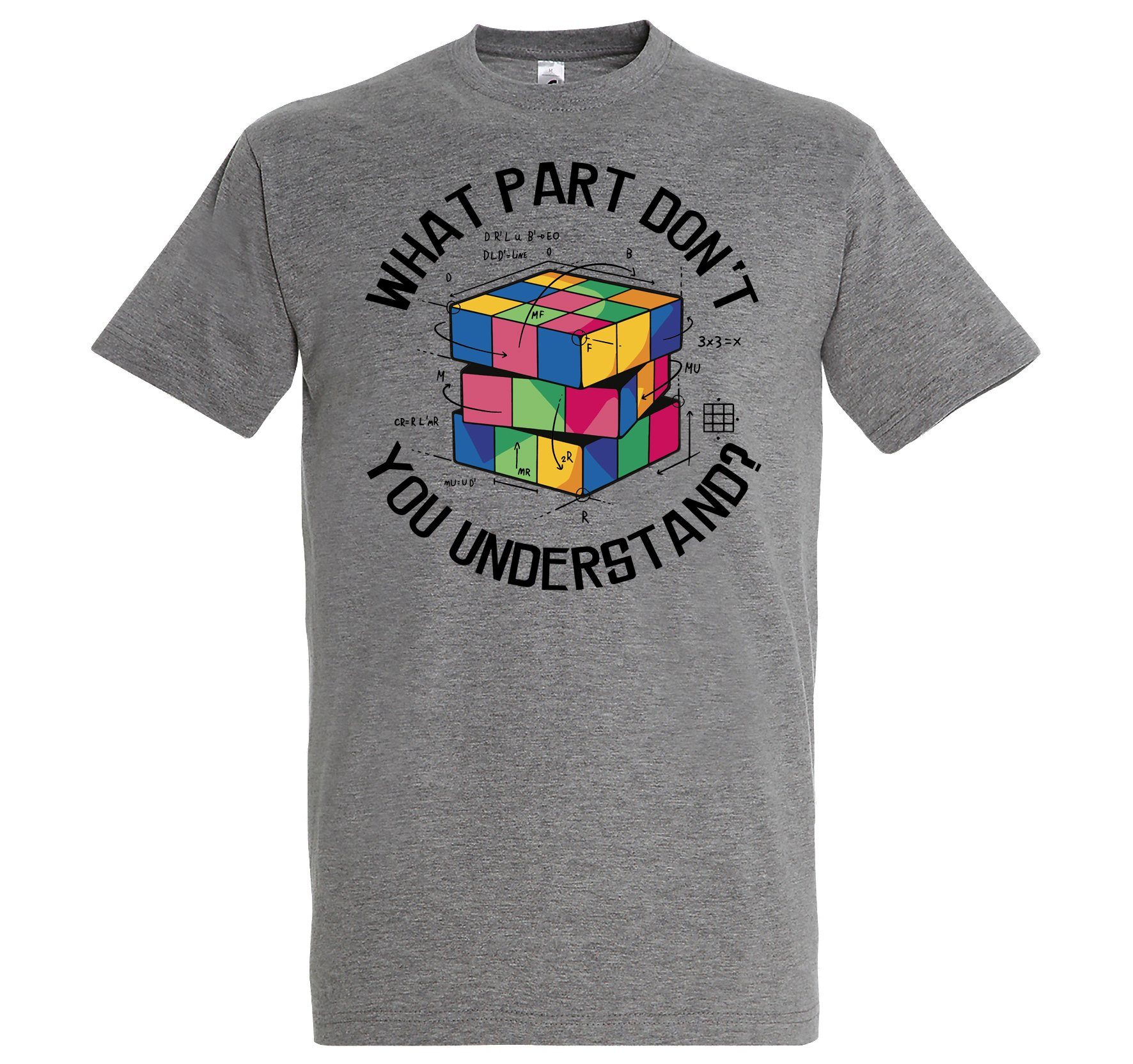 Youth Designz T-Shirt What Part don't you Understand Zauberwürfel Herren Shirt mit Trendigem Frontdruck Grau