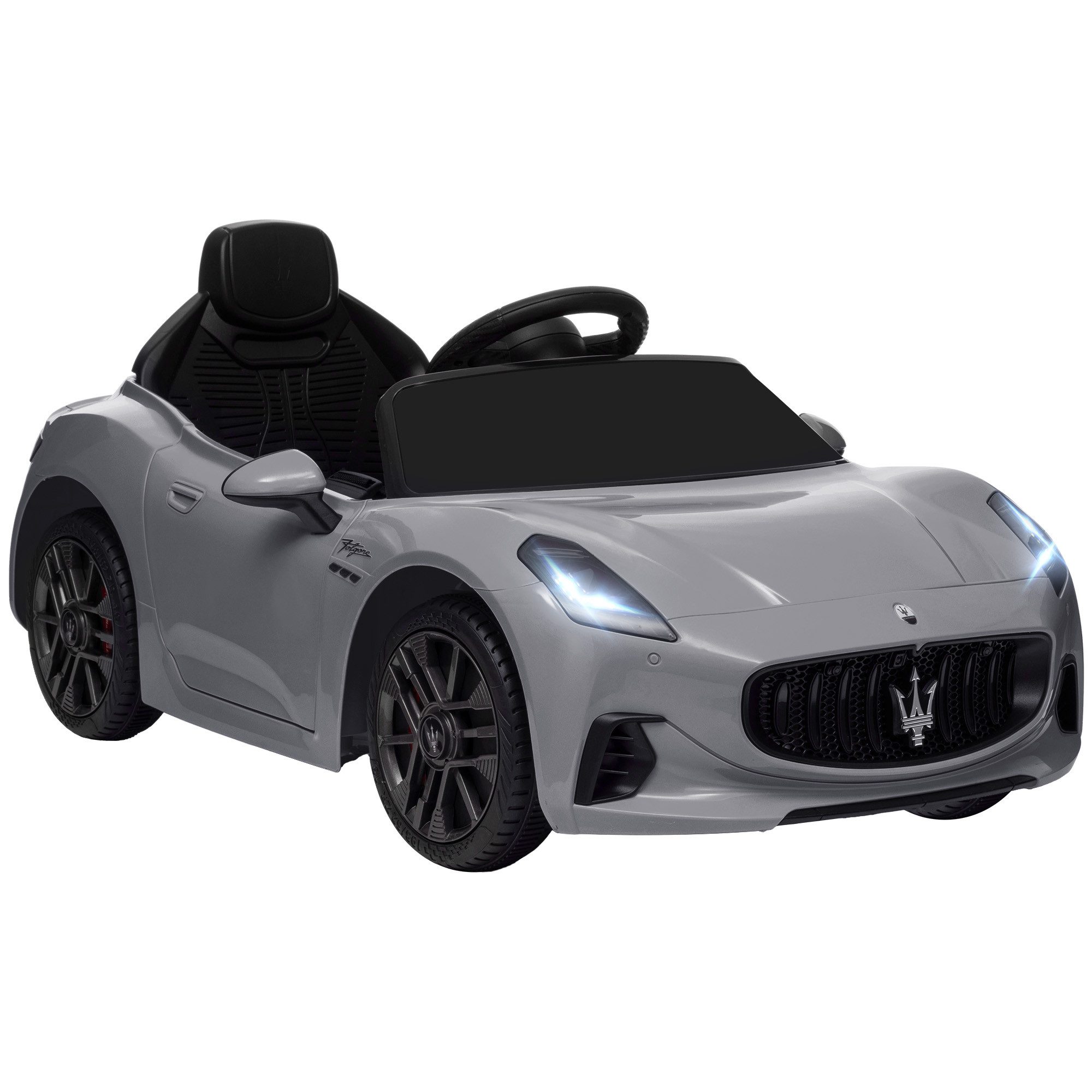AIYAPLAY Elektro-Kinderauto 12V Kinder Elektroauto mit 2,4 GHz Fernbedienung, 2 Motor, Belastbarkeit 25 kg, (1-tlg), mit Hilfsrad, für 3-5 Jahre Kinder, Grau