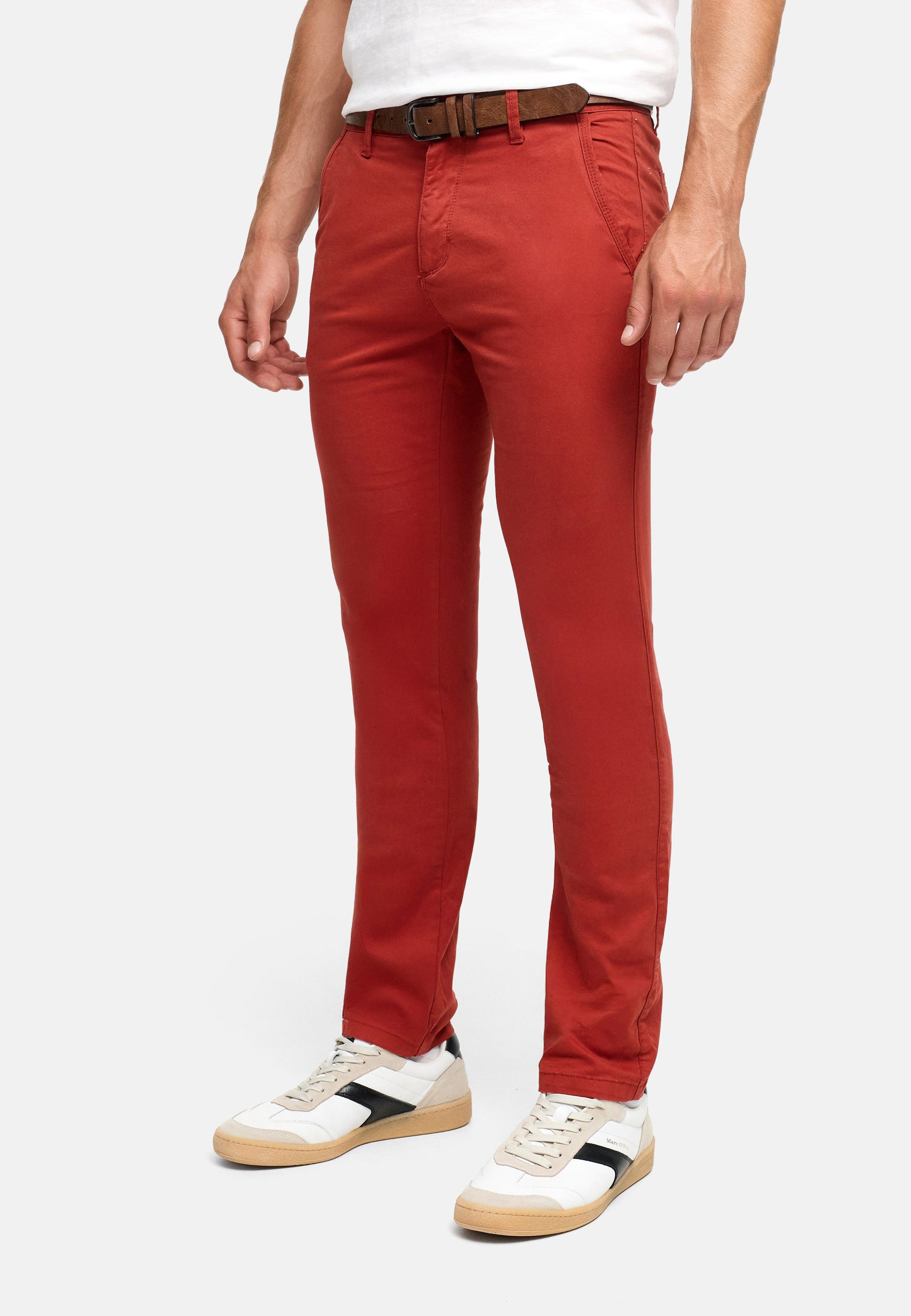 Indicode Chinohose Herren INPilli Regular-Fit Baumwollhose mit schmaler Passform mit praktischem, integriertem Gürtel