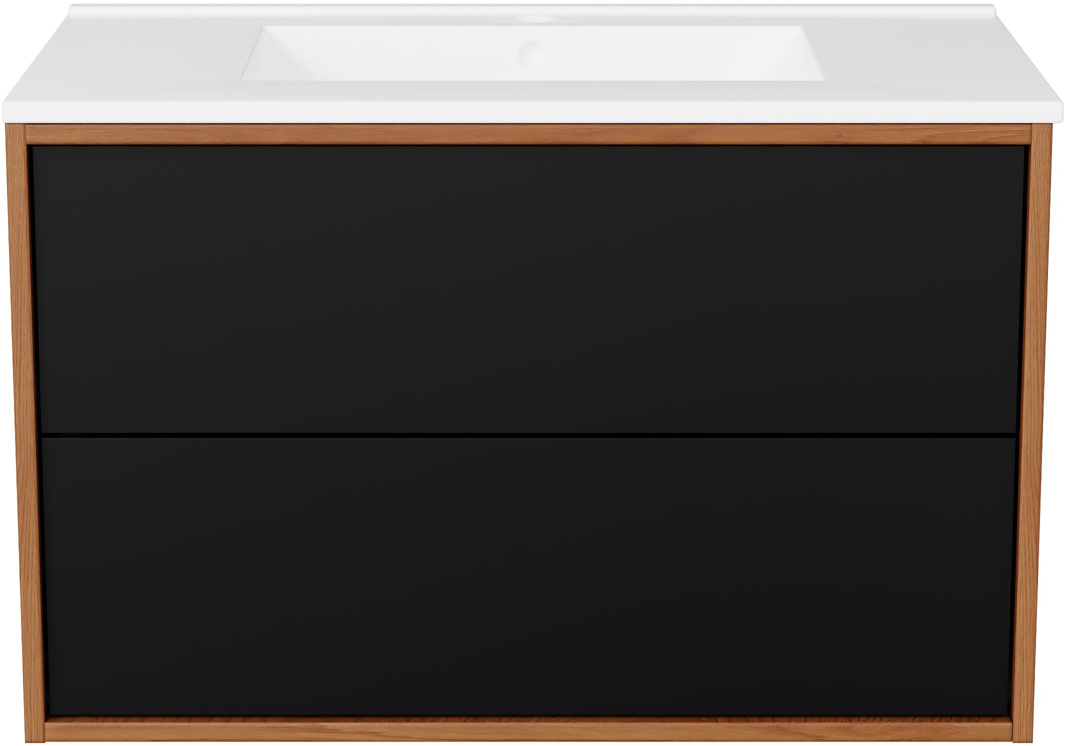 welltime Waschtisch Waschbeckenunterschrank Line mit Waschbecken,Badmöbel,zwei Schubladen, Badschrank mit Waschbecken, Push to open, Maße B/H/T: 61/53/47 cm