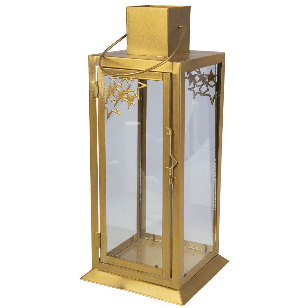 MICA Laterne Laterne mit Sternen - gold - ca. 16 x 16 x 52 cm