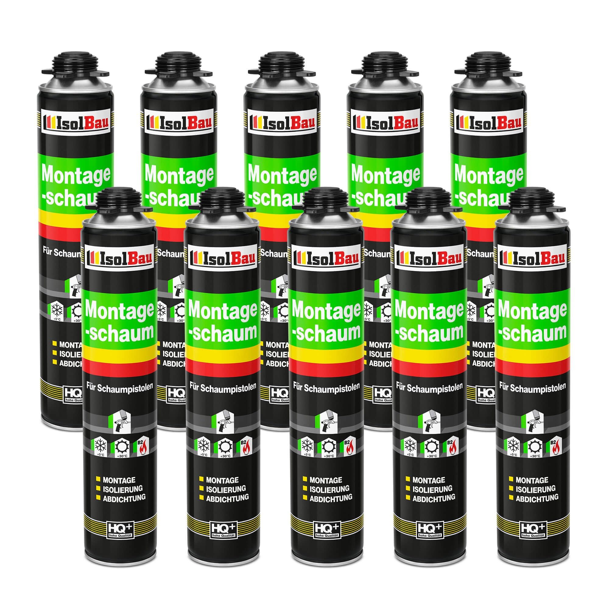 None Fenster Pistolenschaum 10 x 750 ml Isolierung Abdichtung PU-Schaum, PCV-Profile Holz und Holzwerkstoffe, Ziegelsteine, Beton, Gips, Metall