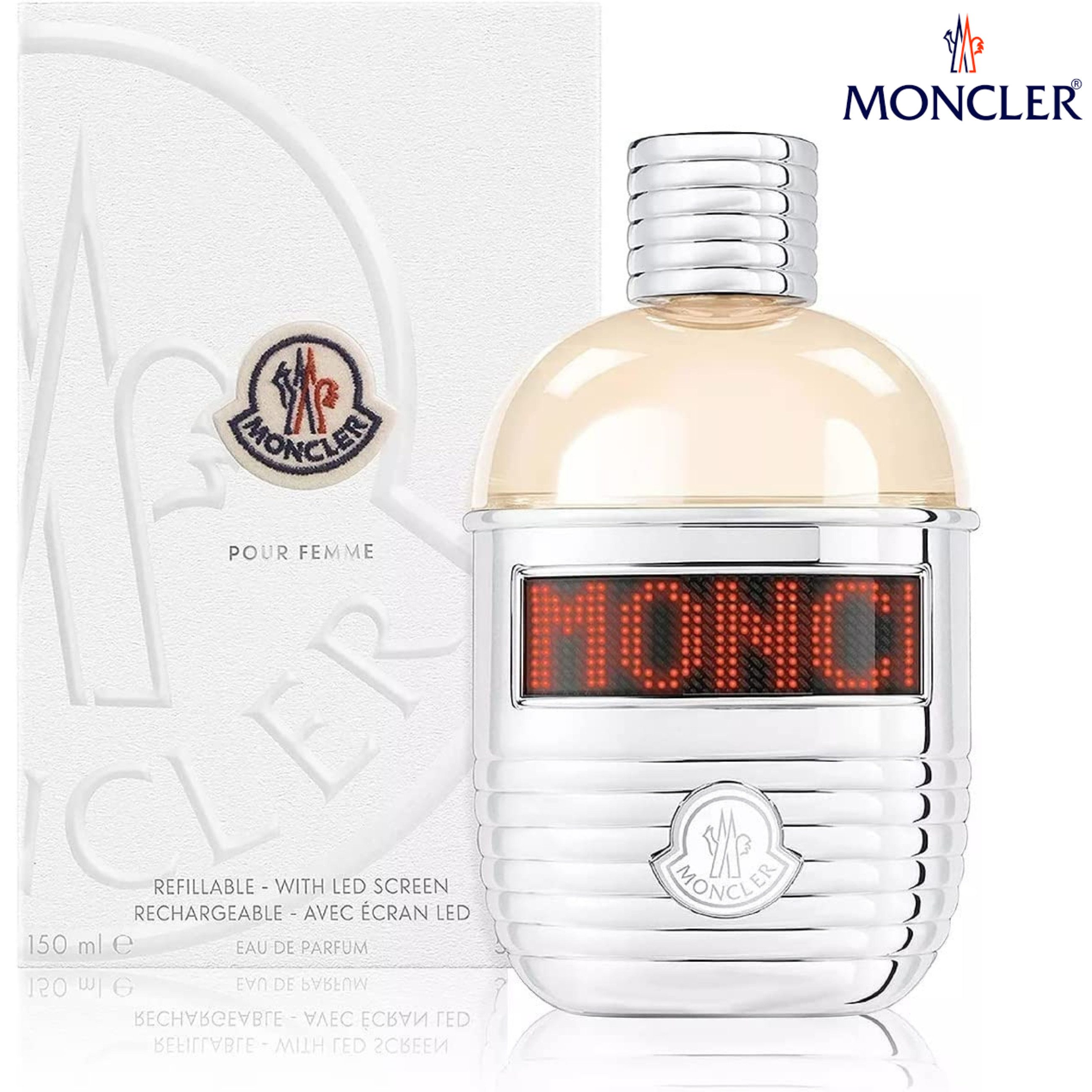 MONCLER Eau de Parfum Pour Femme Nachfüllbar + LED Screen, 150 ml