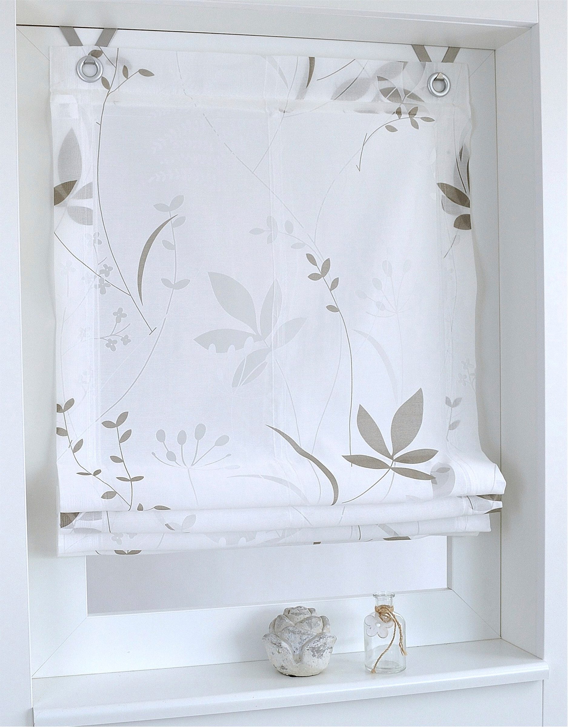 Rollo Raffrollo, heine, halbtransparent, Ösen mit Fensterhaken