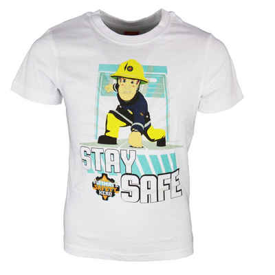 Feuerwehrmann Sam Kurzarmshirt »Kinder T-Shirt« Gr. 98 bis 128, 100% Baumwolle, Rot oder Weiß