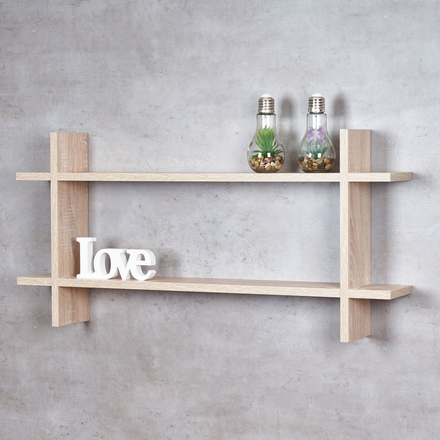 Levandeo® Wandregal, Regal BxH 98x48cm Holz Steckregal Sonoma Eiche Wandregal Bücherregal
