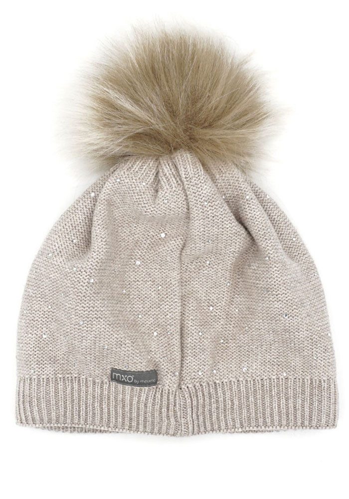 MAXIMO Bommelmütze mit Glitzersteinen für Mädchen