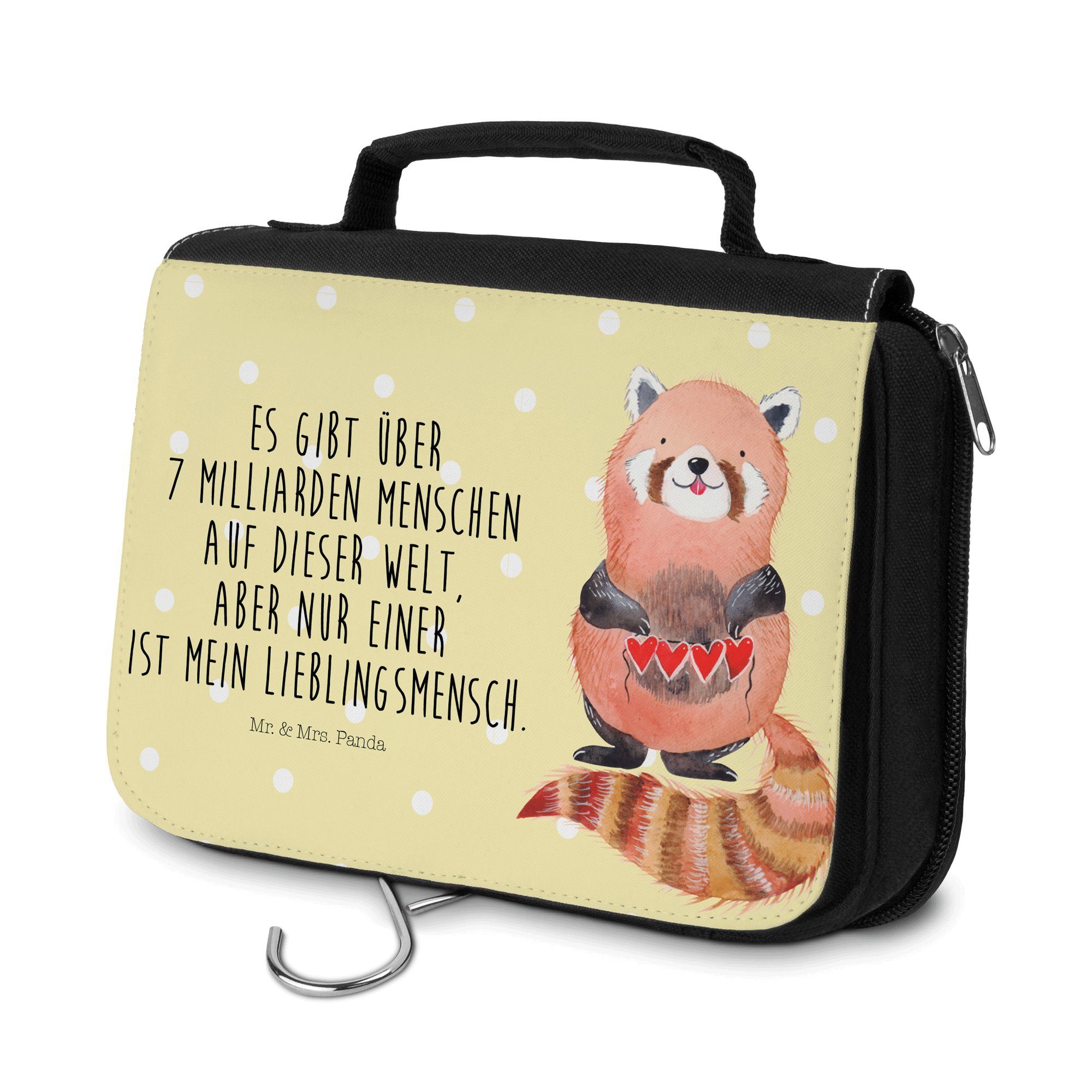 - Herz, Kulturbeutel - Tiermotive, Roter Gelb Panda & (1-tlg) Geschenk, Panda Tiere, Kosme Mrs. Pastell Mr.
