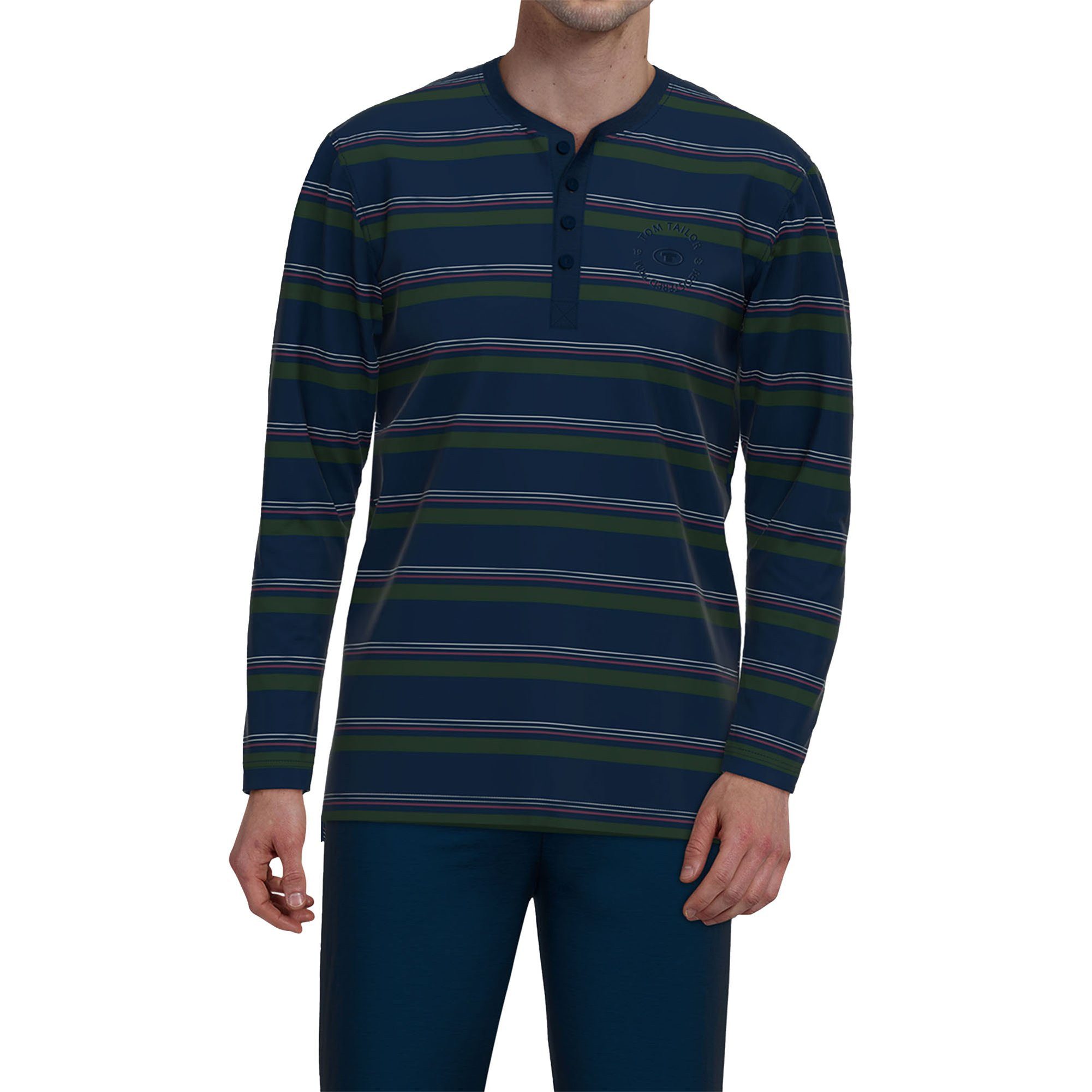 TOM TAILOR Pyjama Herren Pyjama Baumwolle Pyjama lang (2 tlg)