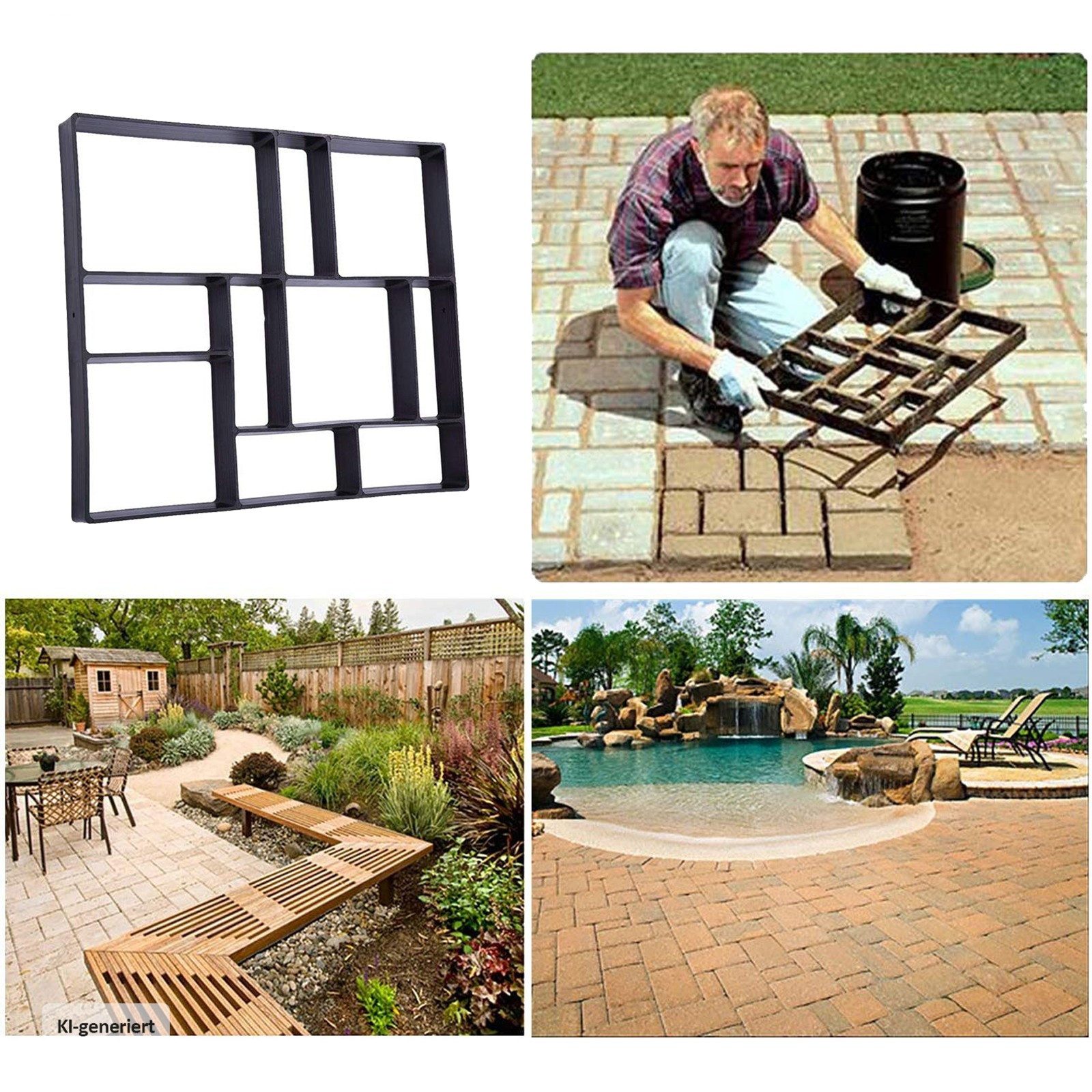 HTI-Living Trittsteine Betongießform Gehwegplatte Nessa Edge, 50x50 cm, Stück, 1-St., 1 Gießform, Schalungsform Trittstein – Bild 2 von 2