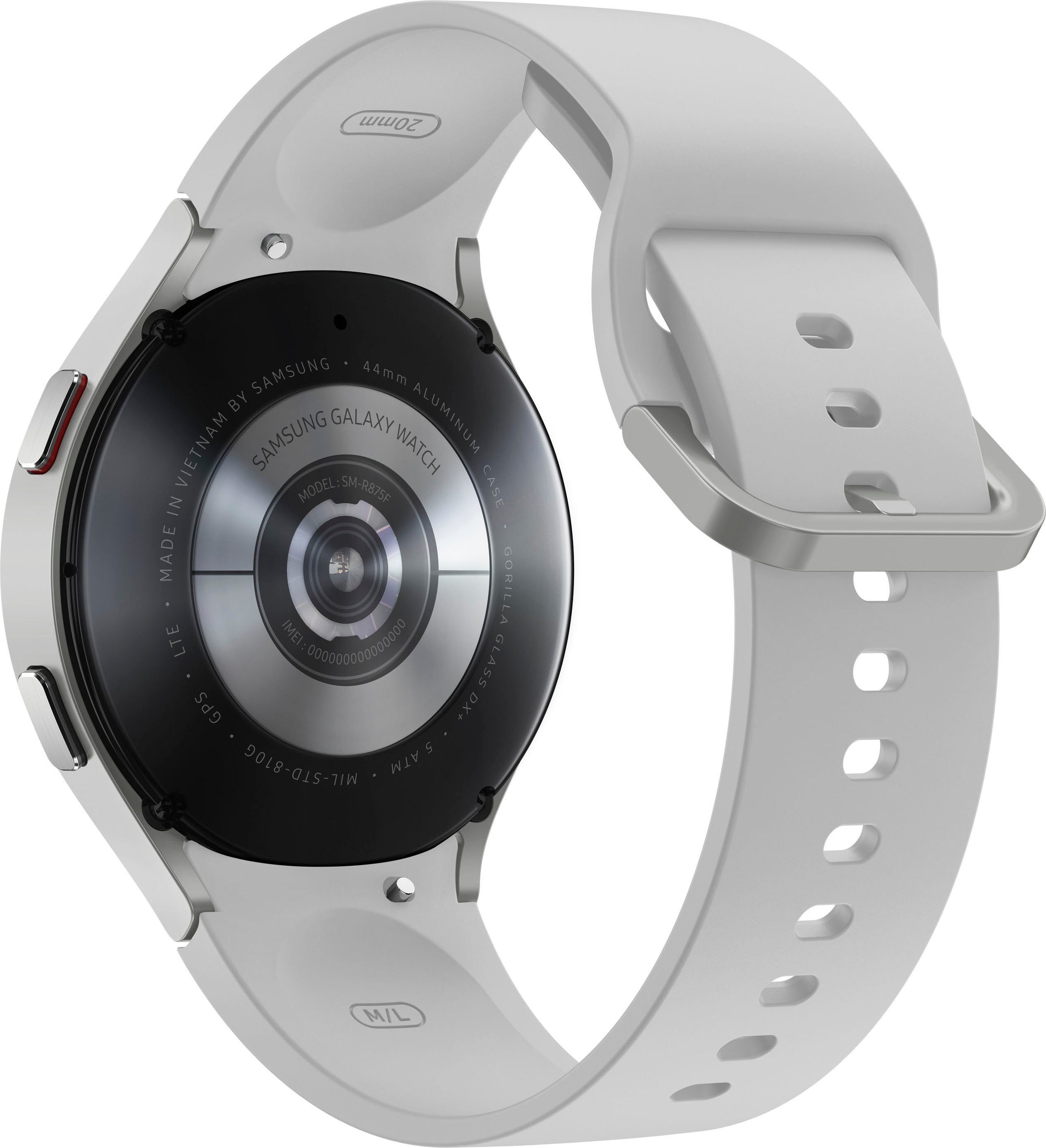 silber Gesundheitsfunktionen Tracker, by (1,4 | Fitness Google), Silber Smartwatch Samsung 4 Fitness Uhr, Watch LTE OS Zoll, 44mm Galaxy Wear
