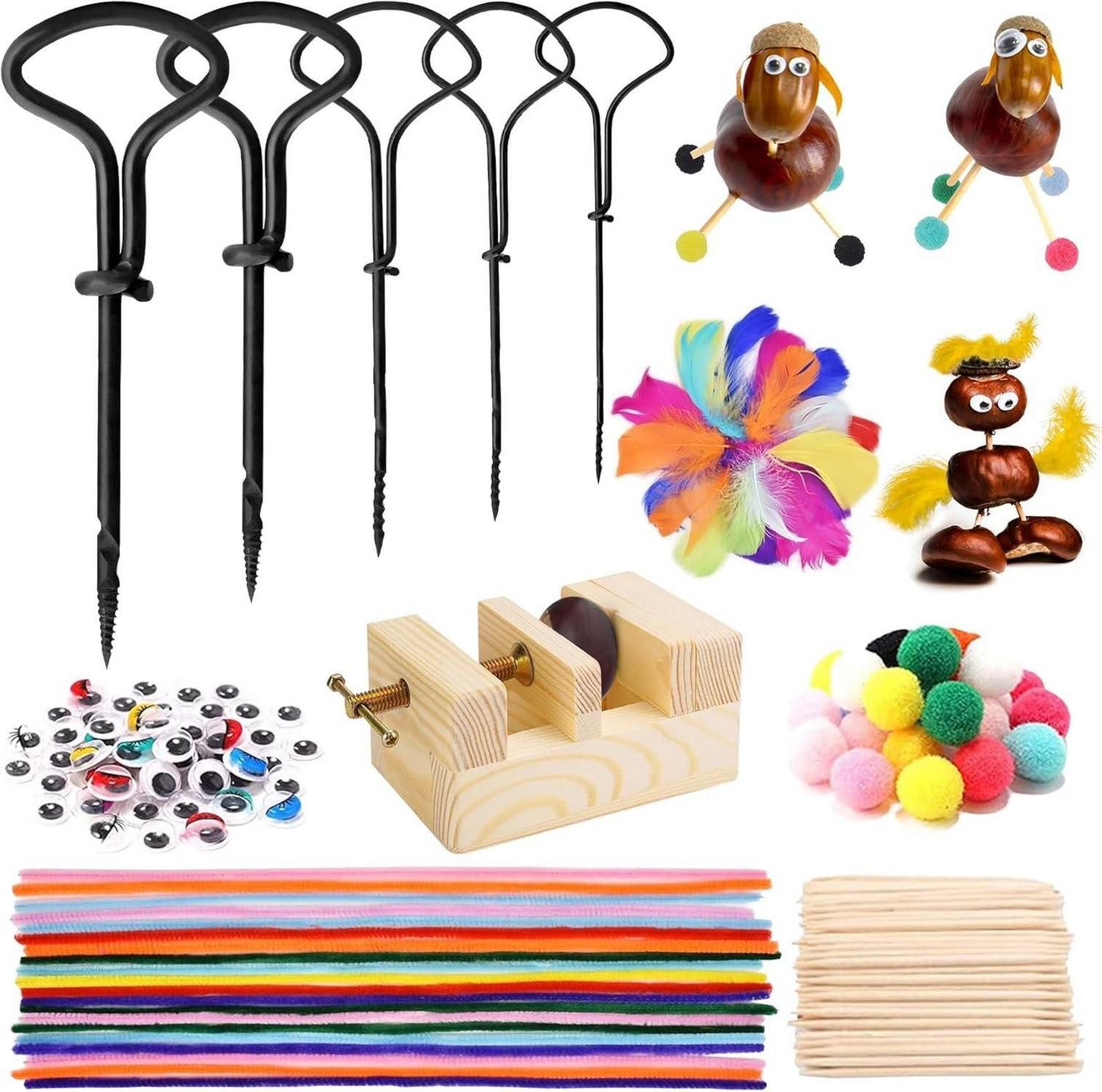 Dekohänger Kastanienbohrer Set Kinder DIY Herbstbasteln Geschenke